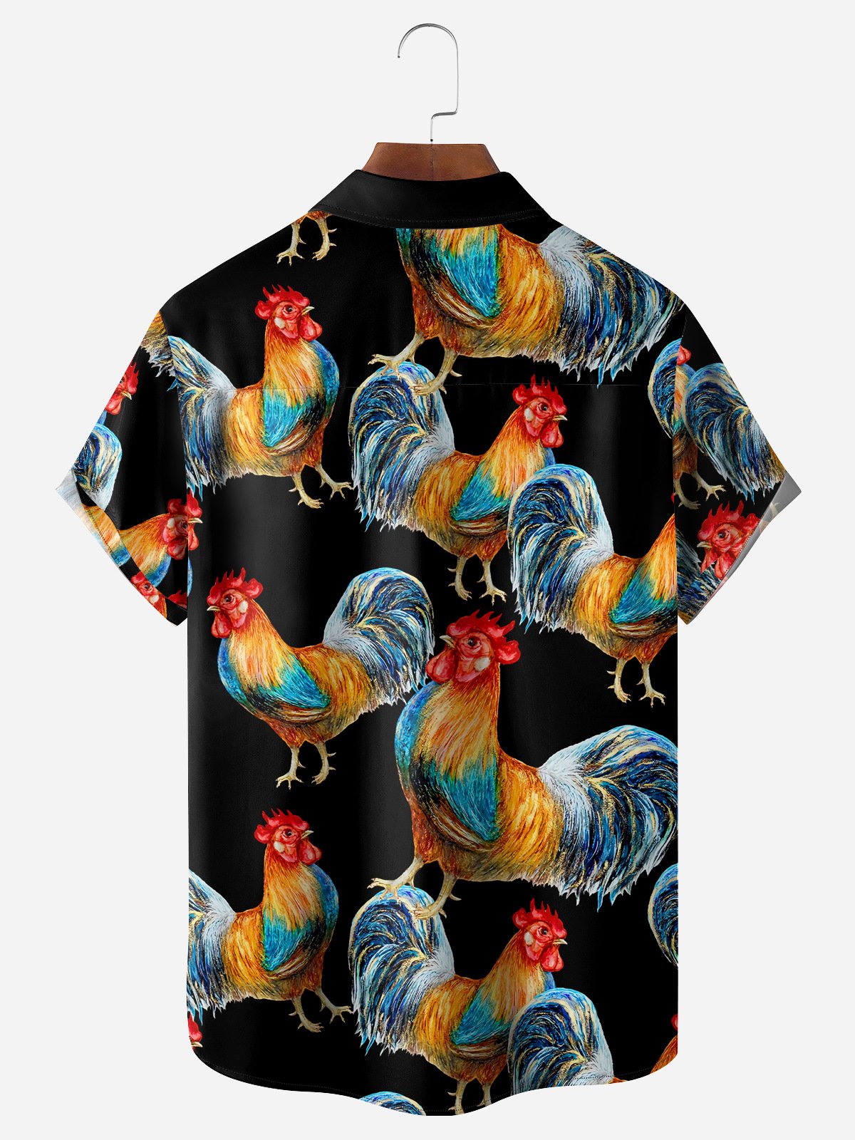 Rooster Chest Pocket Short Sleeve Casual Shirt