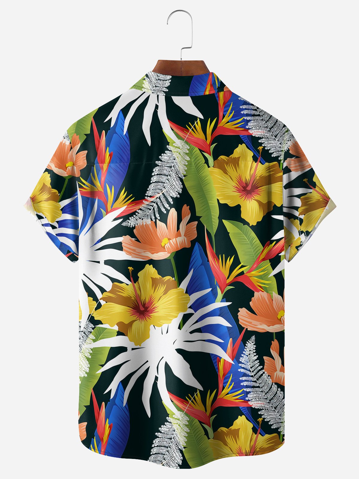 Tropical Floral Chest Pocket Short Sleeve Hawaiian Shirt