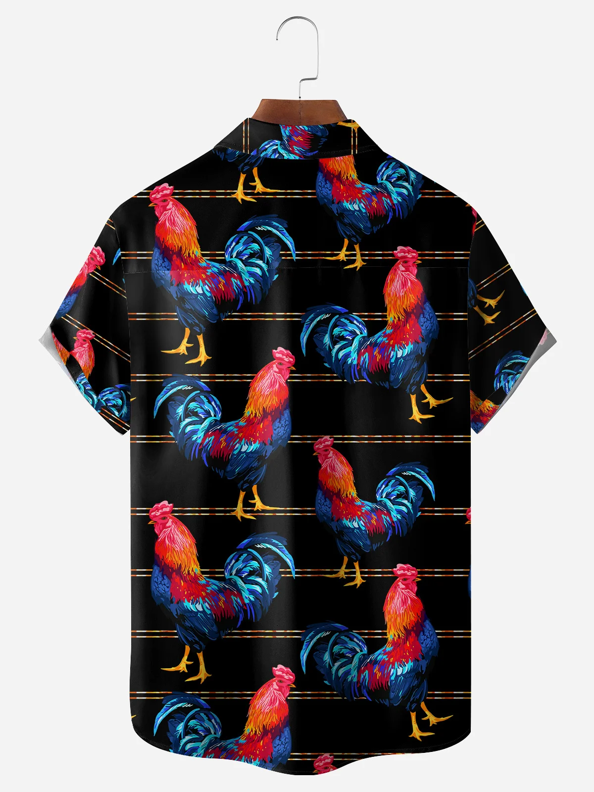 Rooster Chest Pocket Short Sleeve Casual Shirt
