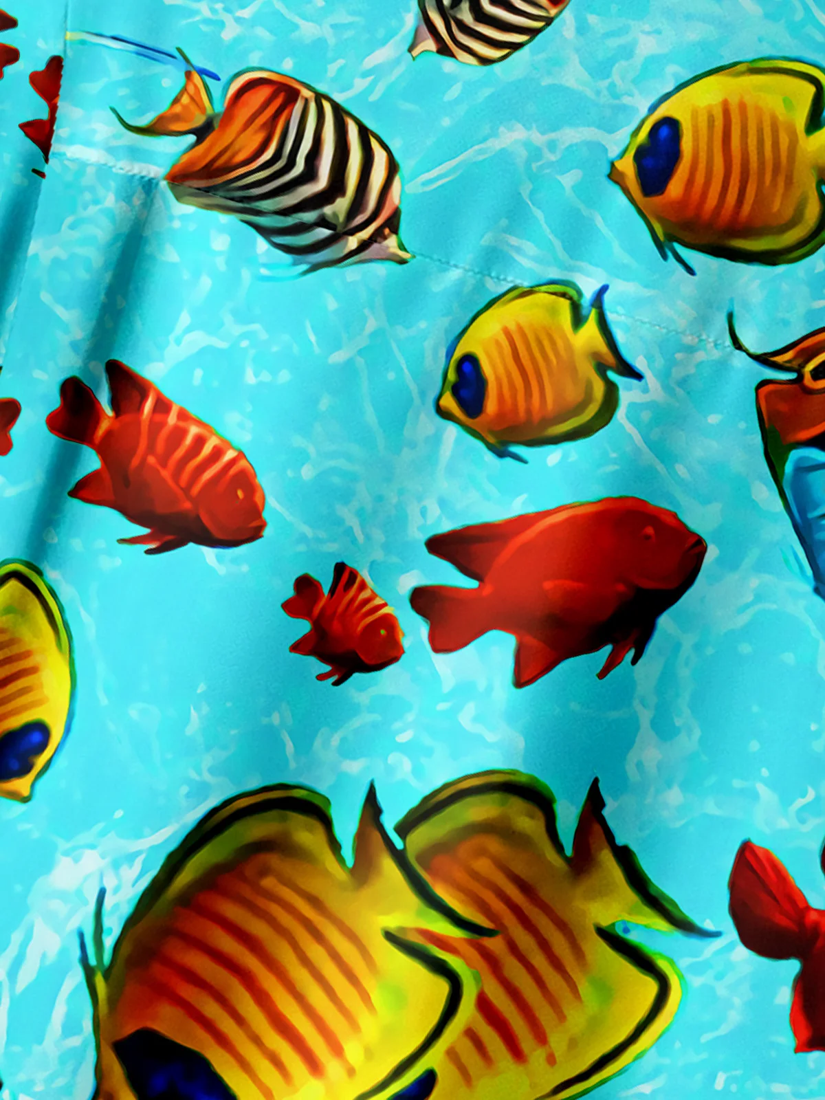 Fishes Chest Pocket Short Sleeve Hawaiian Shirt