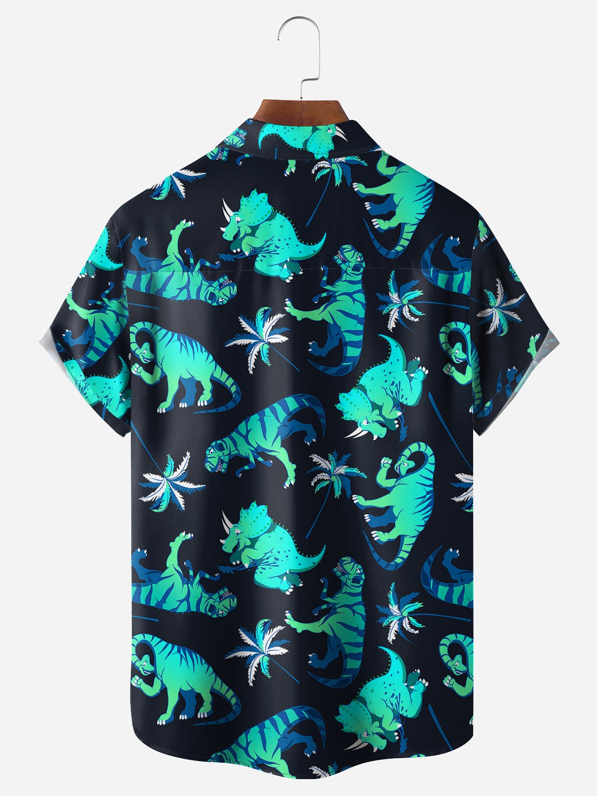 Dinosaur Chest Pocket Short Sleeve Hawaiian Shirt