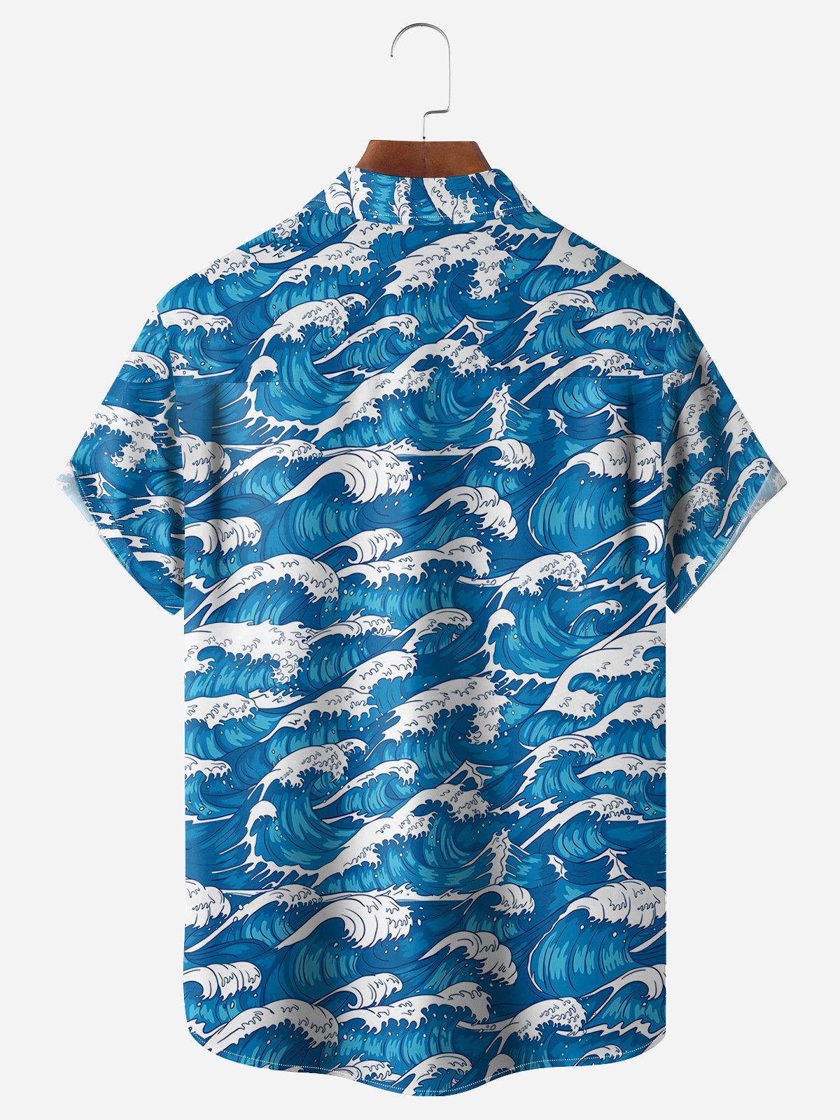 Cartoon Shark Chest Pocket Short Sleeve Hawaiian Shirt