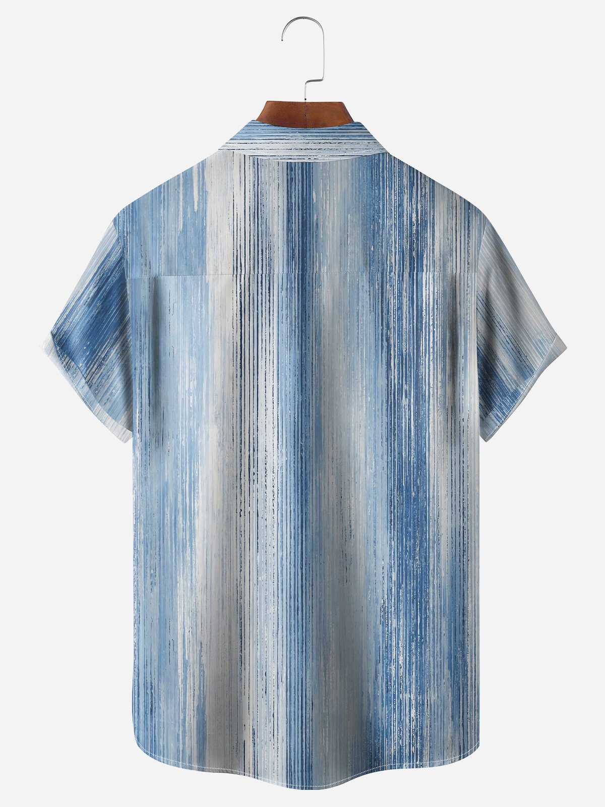 Abstract Striped Chest Pocket Short Sleeve Casual Shirt