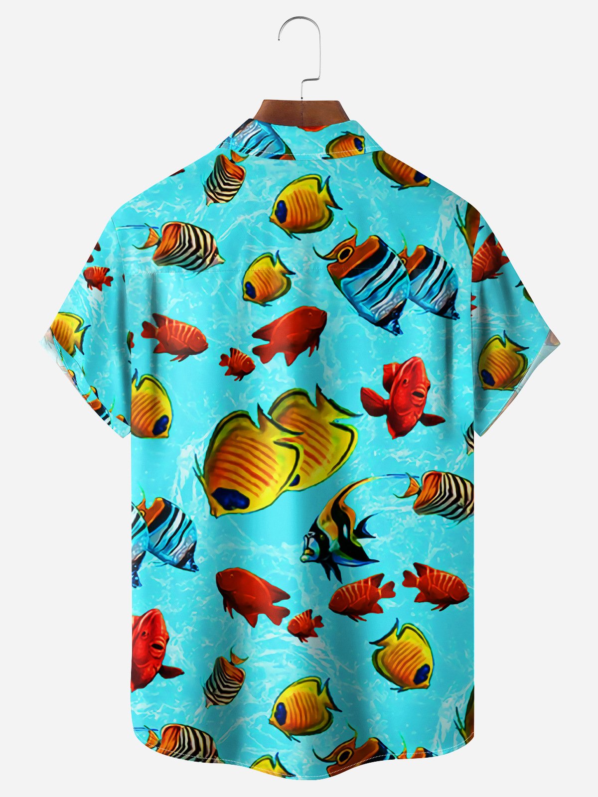 Fishes Chest Pocket Short Sleeve Hawaiian Shirt