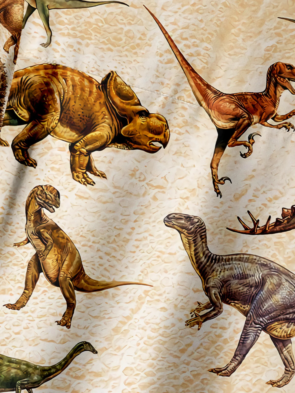 Dinosaurs Chest Pocket Short Sleeve Casual Shirt