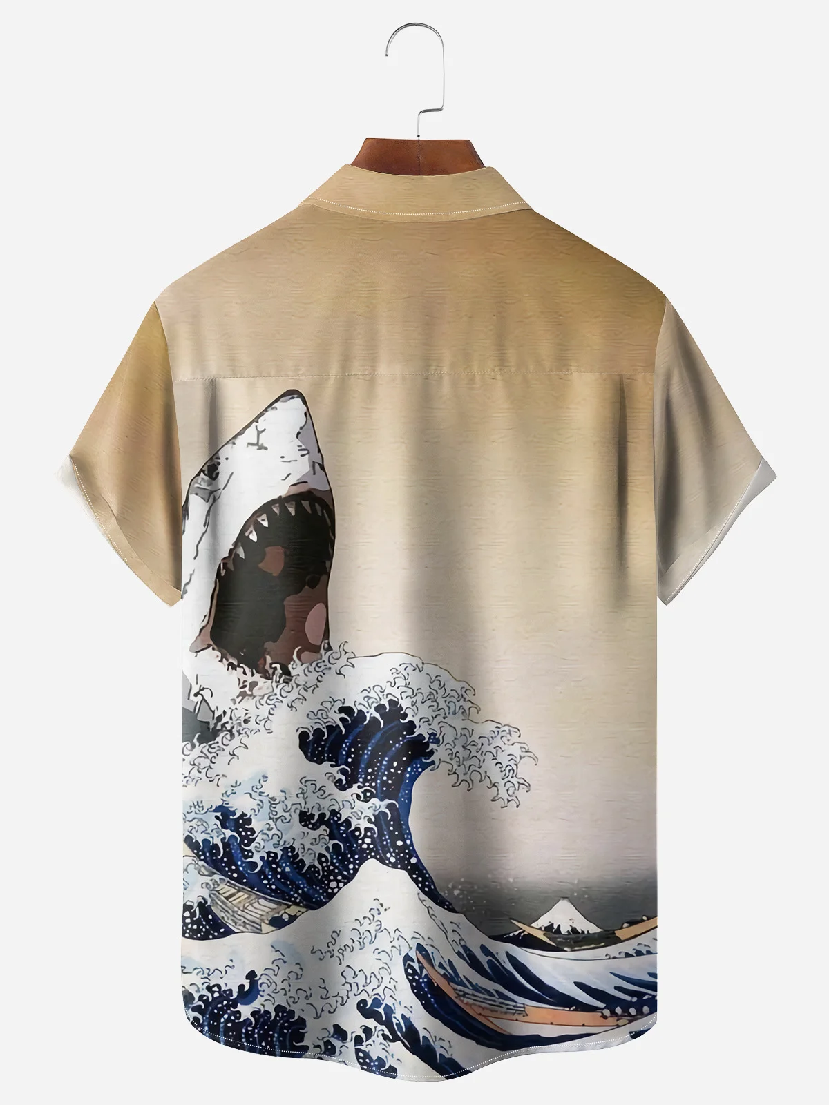 Ukiyo-e Shark Chest Pocket Short Sleeve Hawaiian Shirt