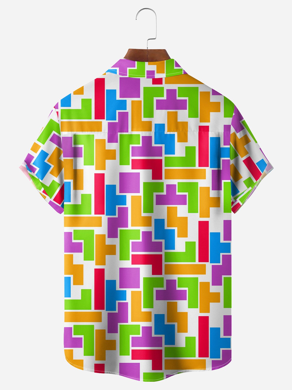Tetris Chest Pocket Short Sleeves Casual Shirts