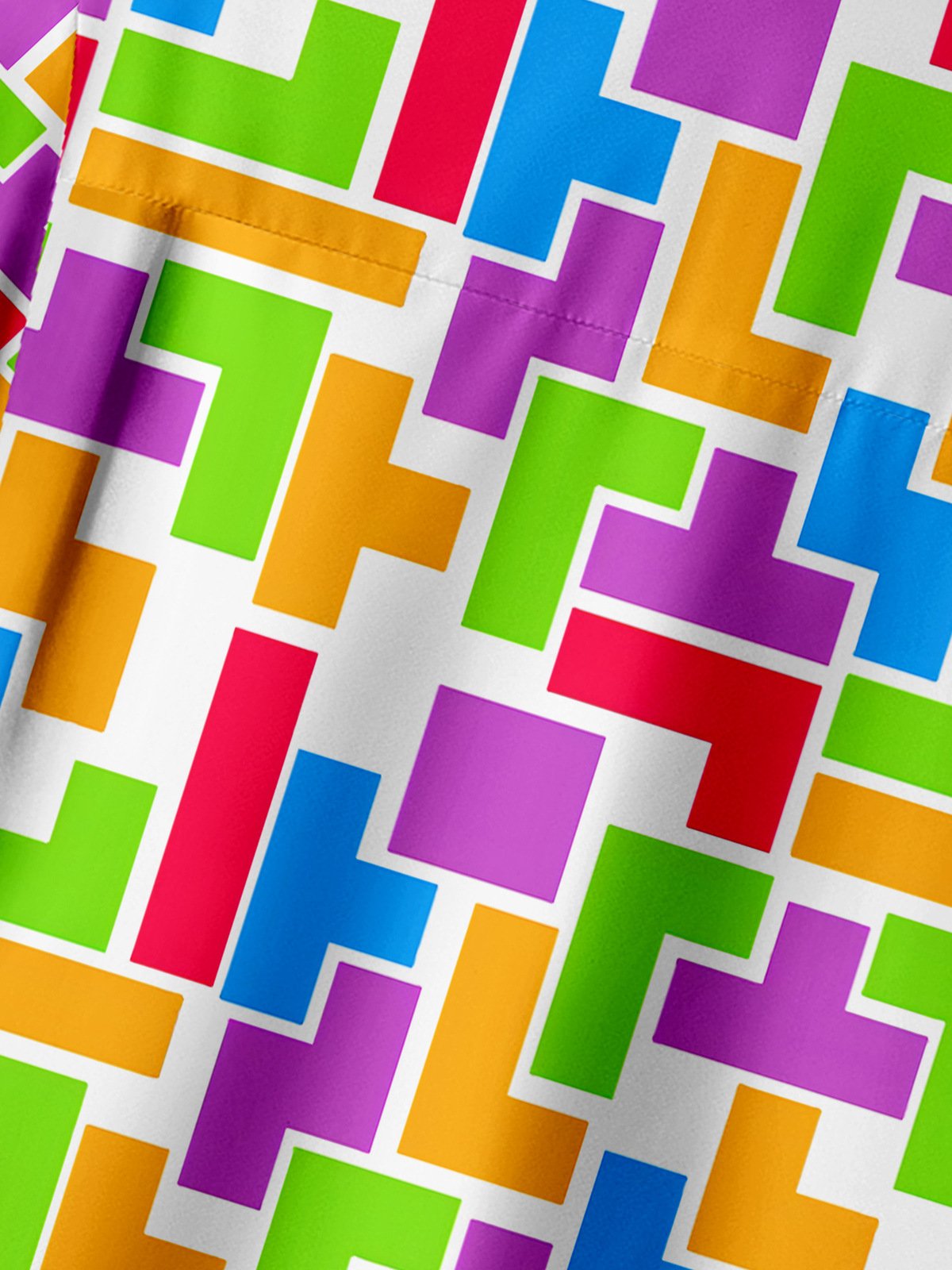 Tetris Chest Pocket Short Sleeves Casual Shirts