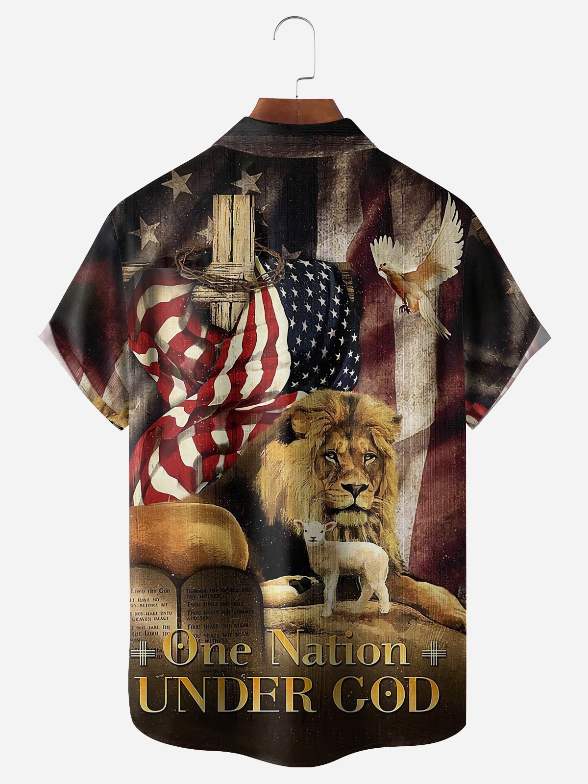 One Nation Under God Chest Pocket Short Sleeve Casual Shirt