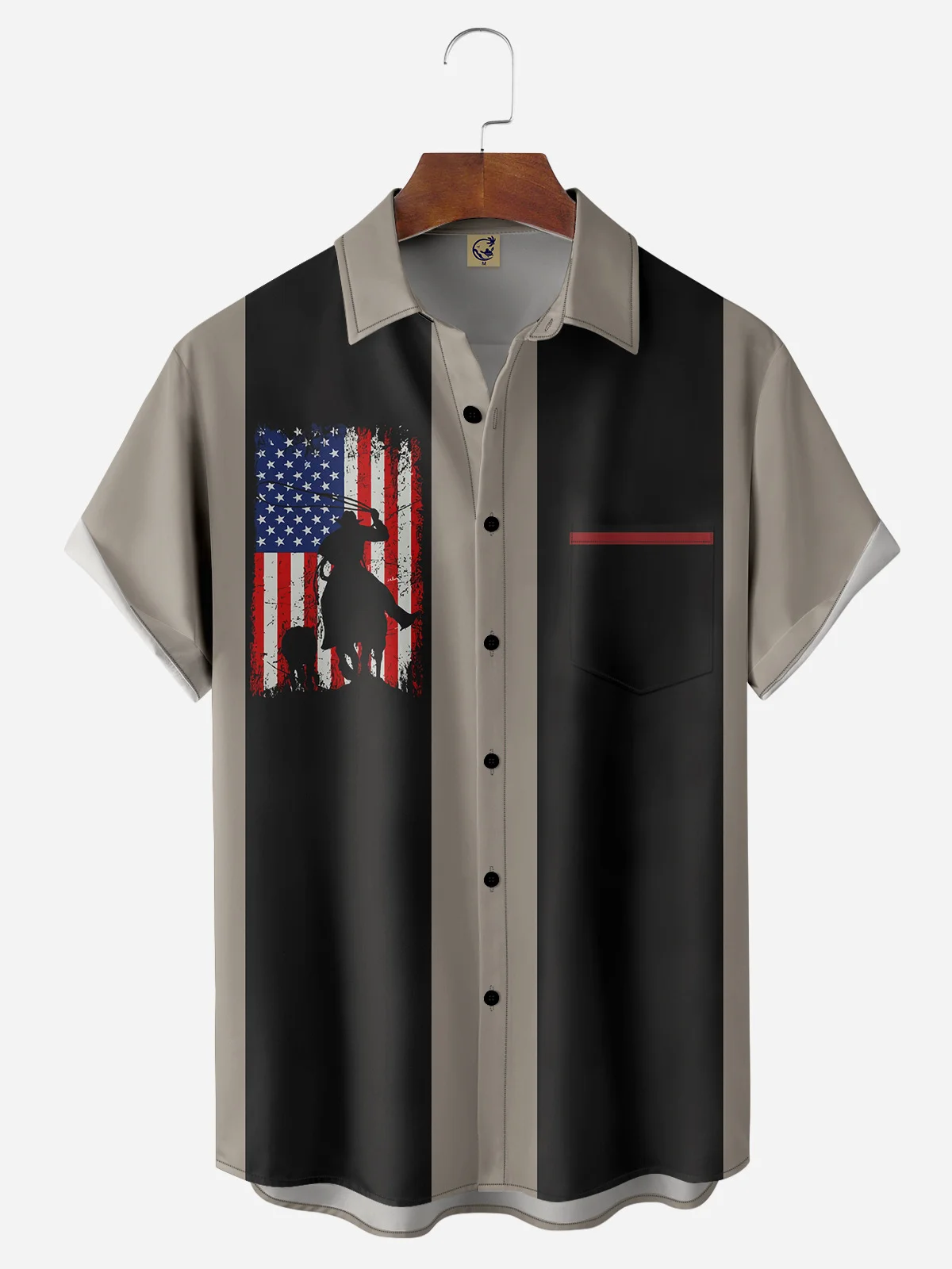 Cowboy Chest Pocket Short Sleeve Bowling Shirt