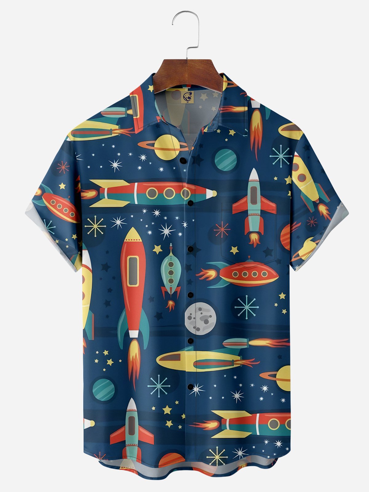 Rockets Chest Pocket Short Sleeves Casual Shirts
