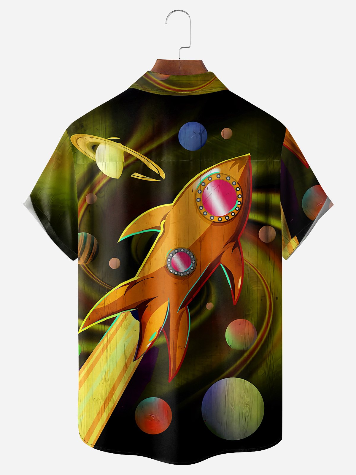 Art Rocket Chest Pocket Short Sleeve Casual Shirt