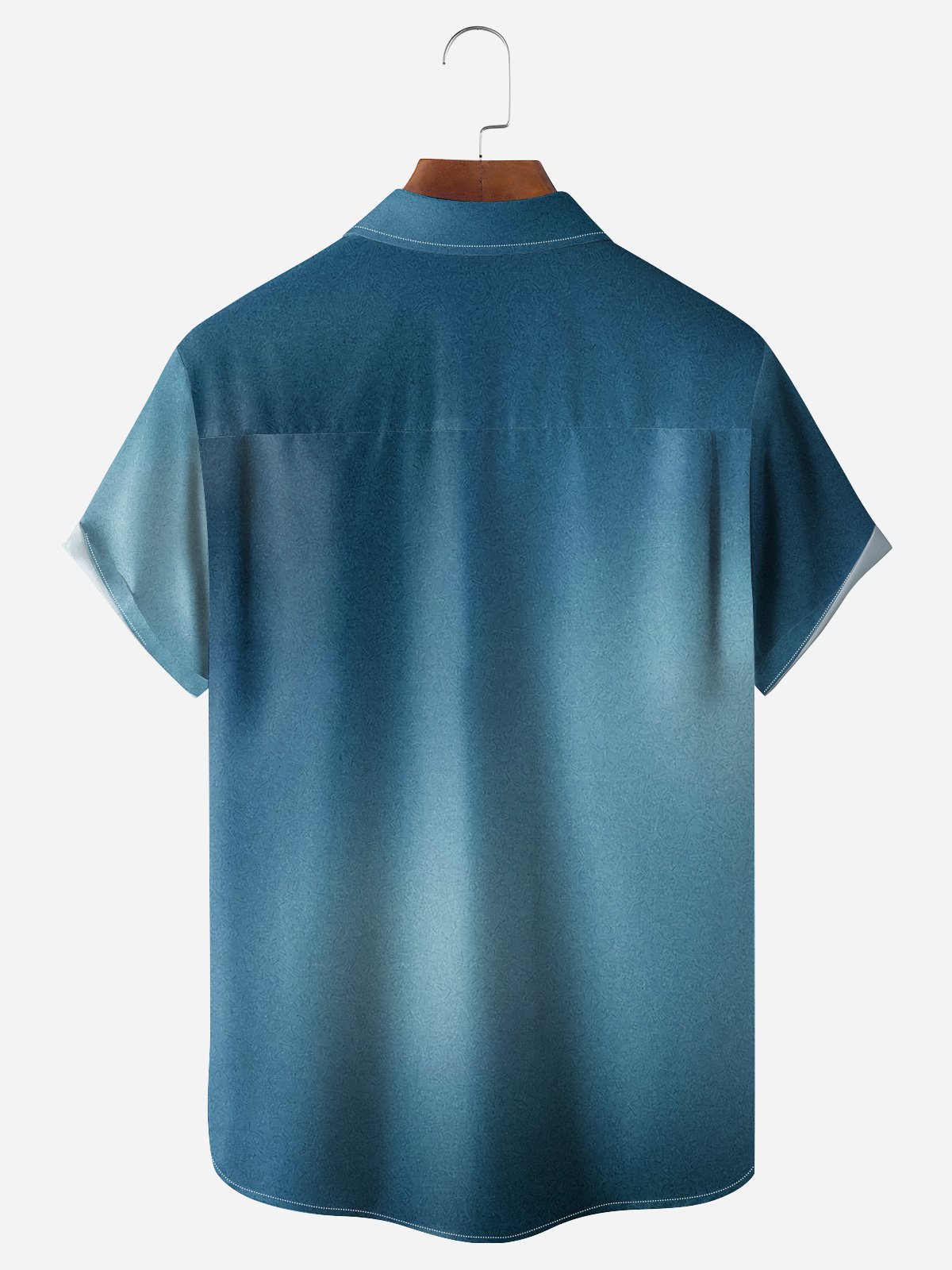 Gradient Color Chest Pocket Short Sleeve Casual Shirt