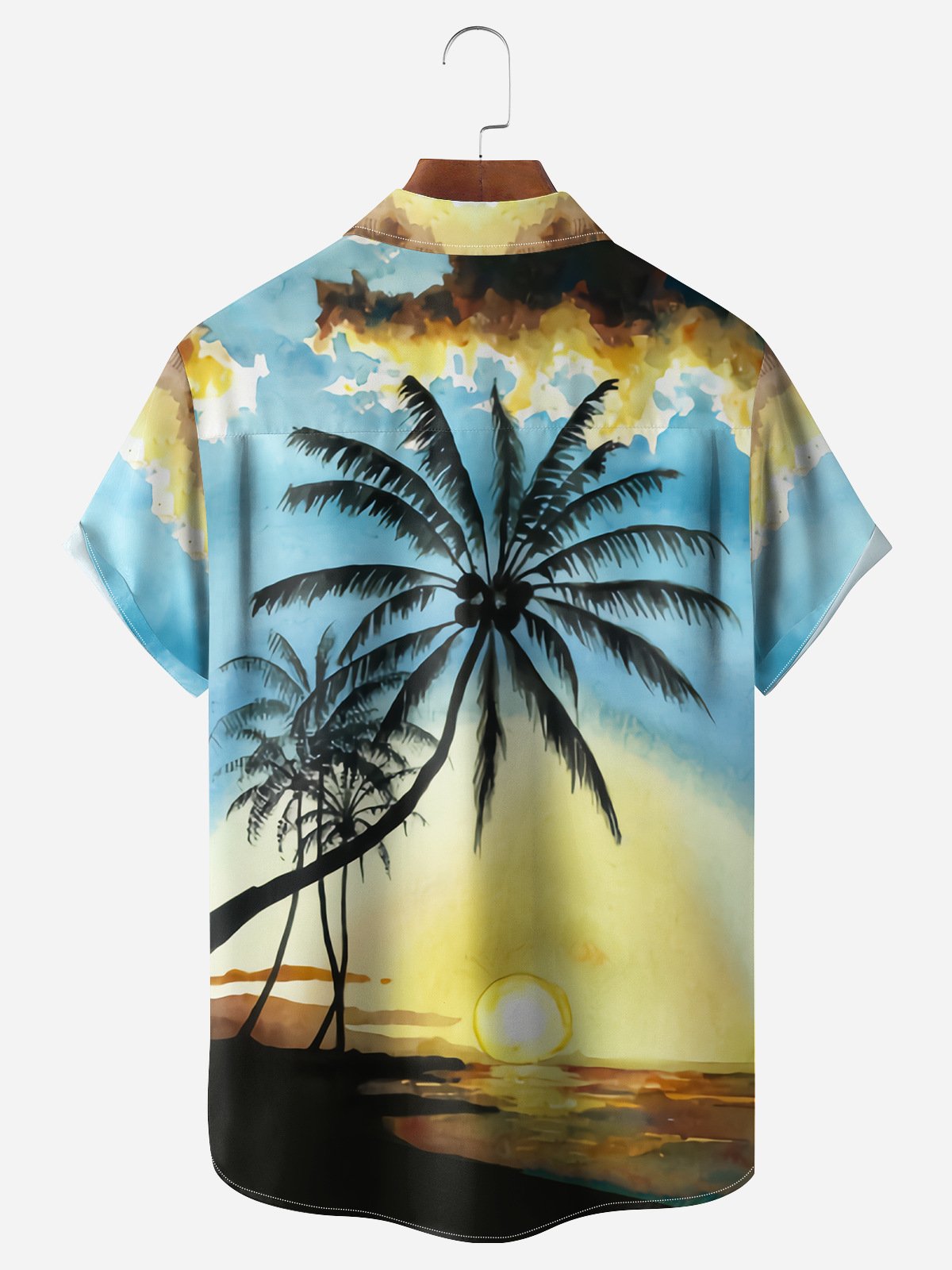 Coconut Tree Chest Pocket Short Sleeve Hawaiian Shirt