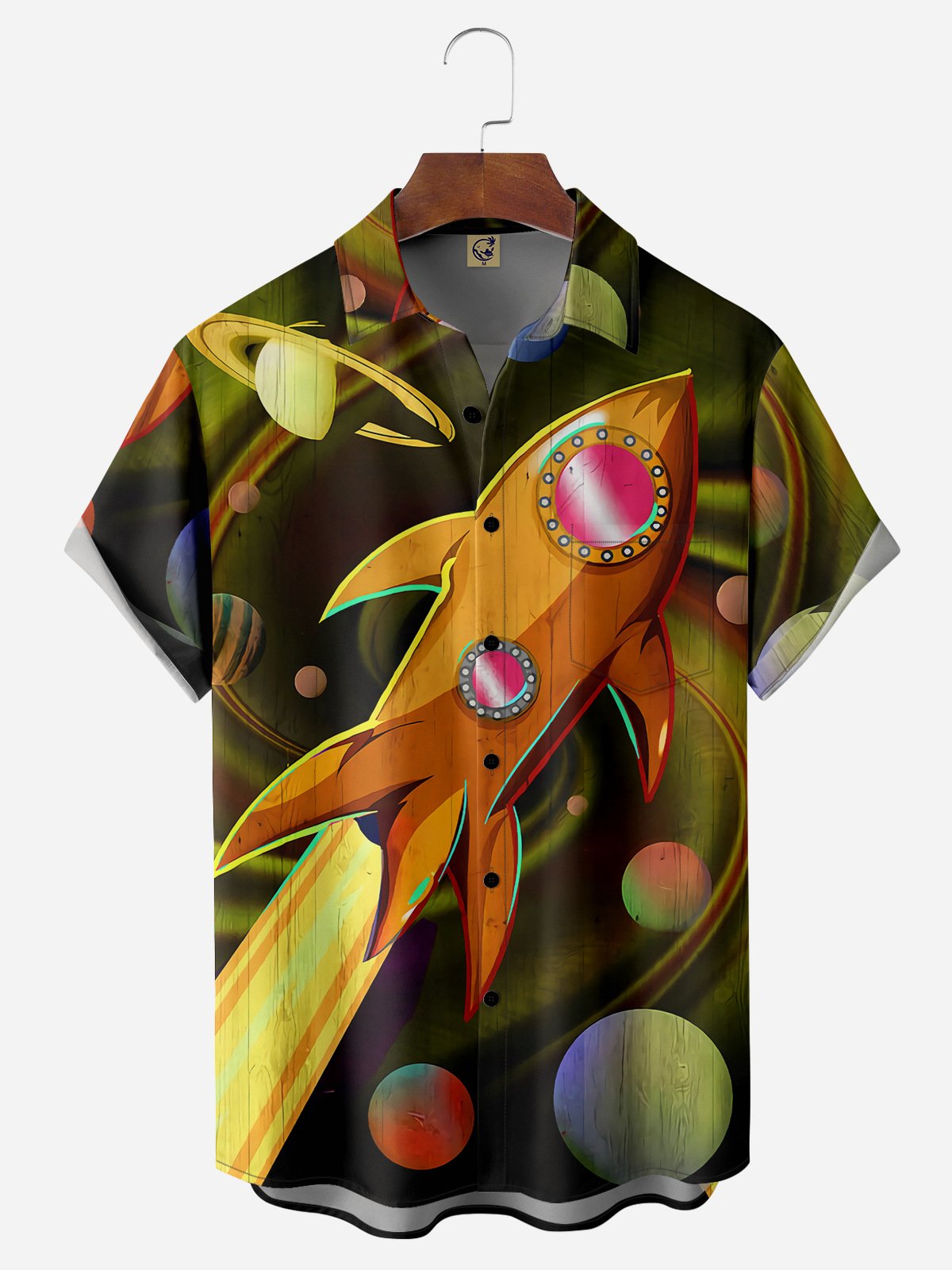 Art Rocket Chest Pocket Short Sleeve Casual Shirt