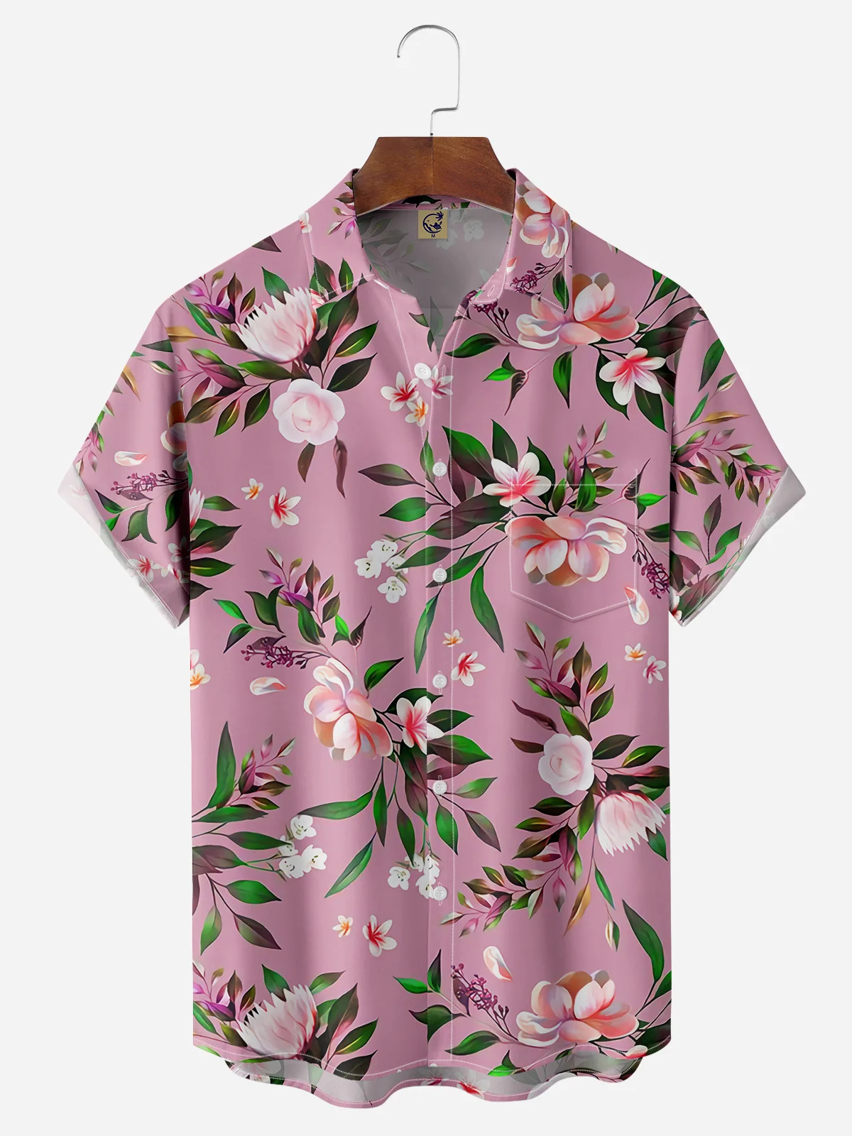 Floral Chest Pocket Short Sleeve Hawaiian Shirt