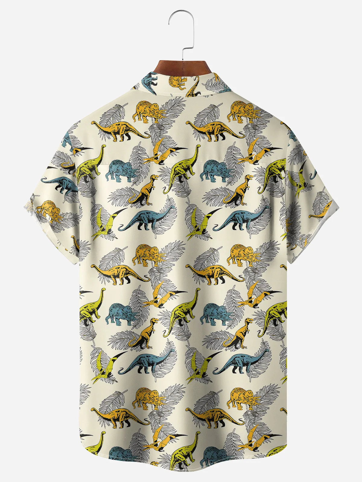 Dinosaur Chest Pocket Short Sleeve Hawaiian Shirt