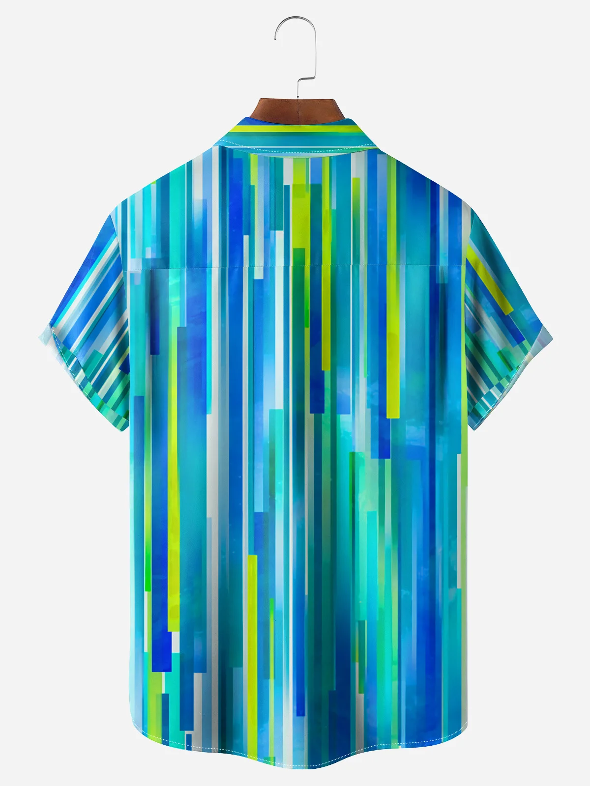 Gradient Striped Chest Pocket Short Sleeve Casual Shirt