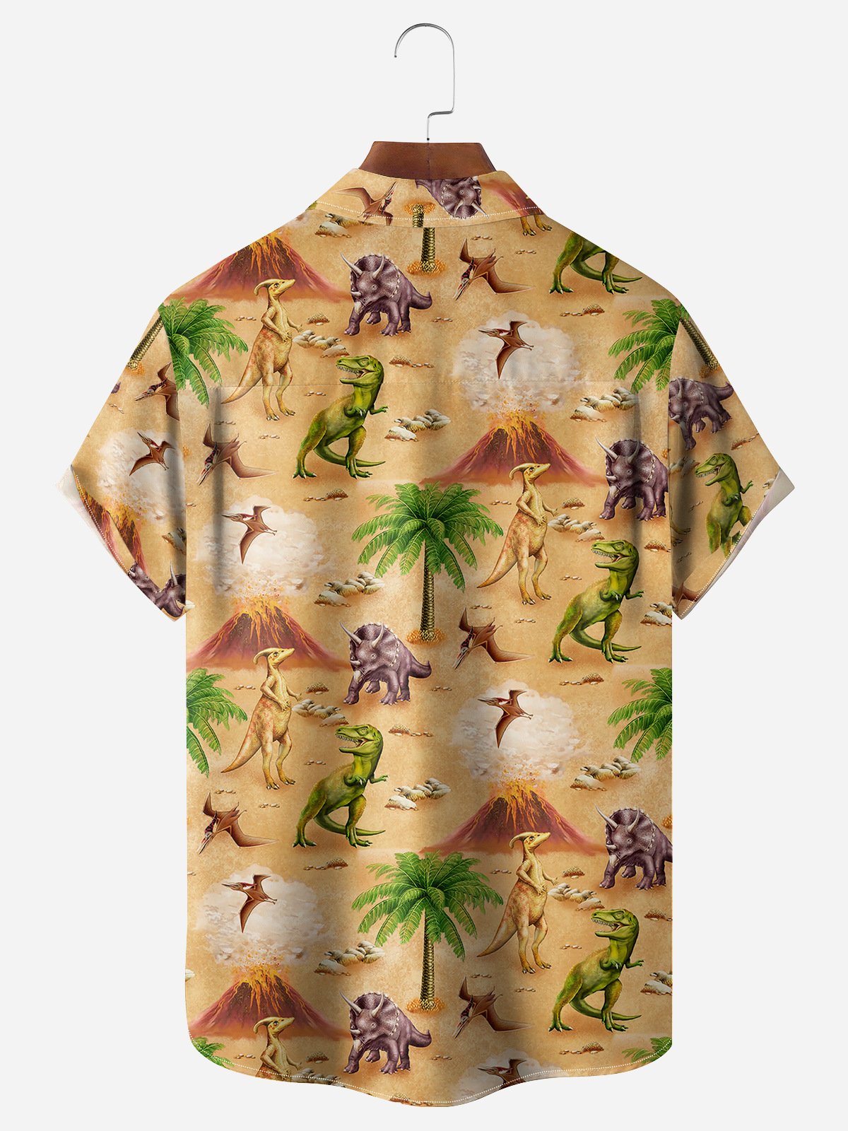 Dinosaur Chest Pocket Short Sleeve Hawaiian Shirt