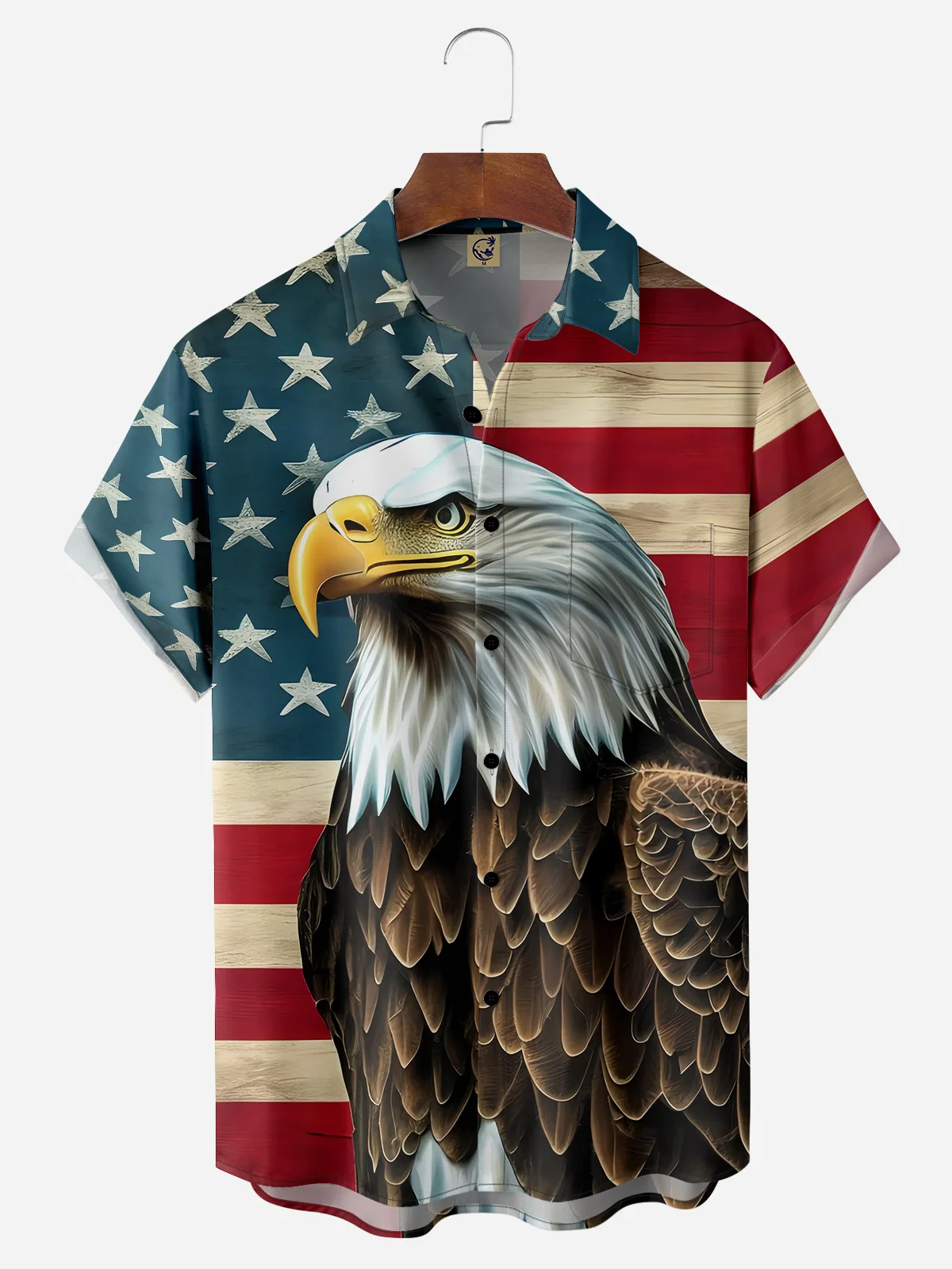 American Flag Chest Pocket Short Sleeve Shirt