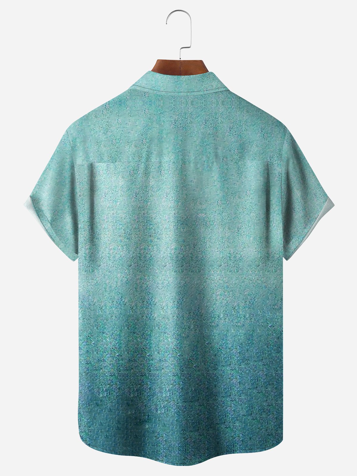 Gradient Color Striped Chest Pocket Short Sleeve Bowling Shirt