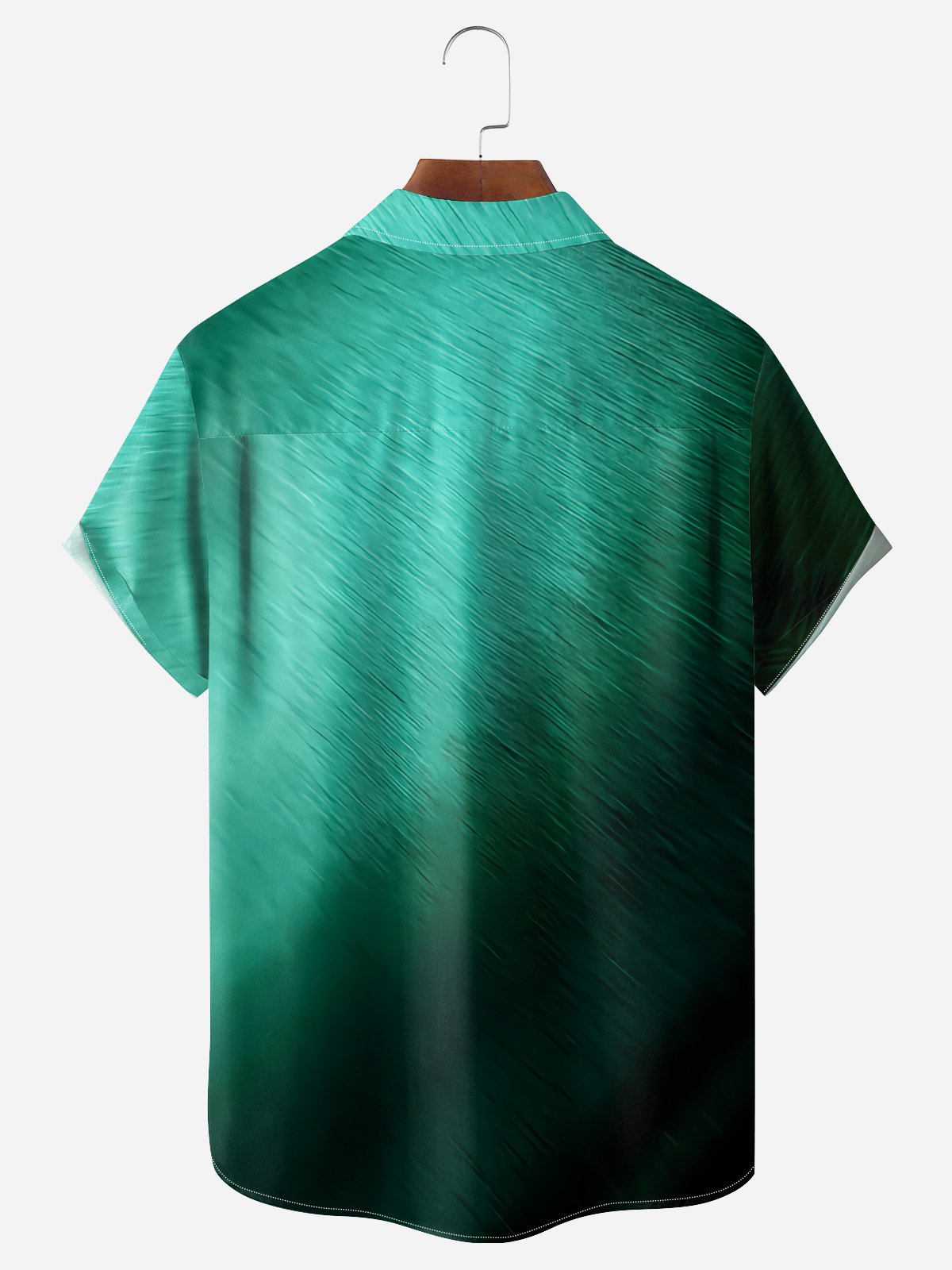 Metallic Feel Gradient Pattern Chest Pocket Short Sleeve Shirt
