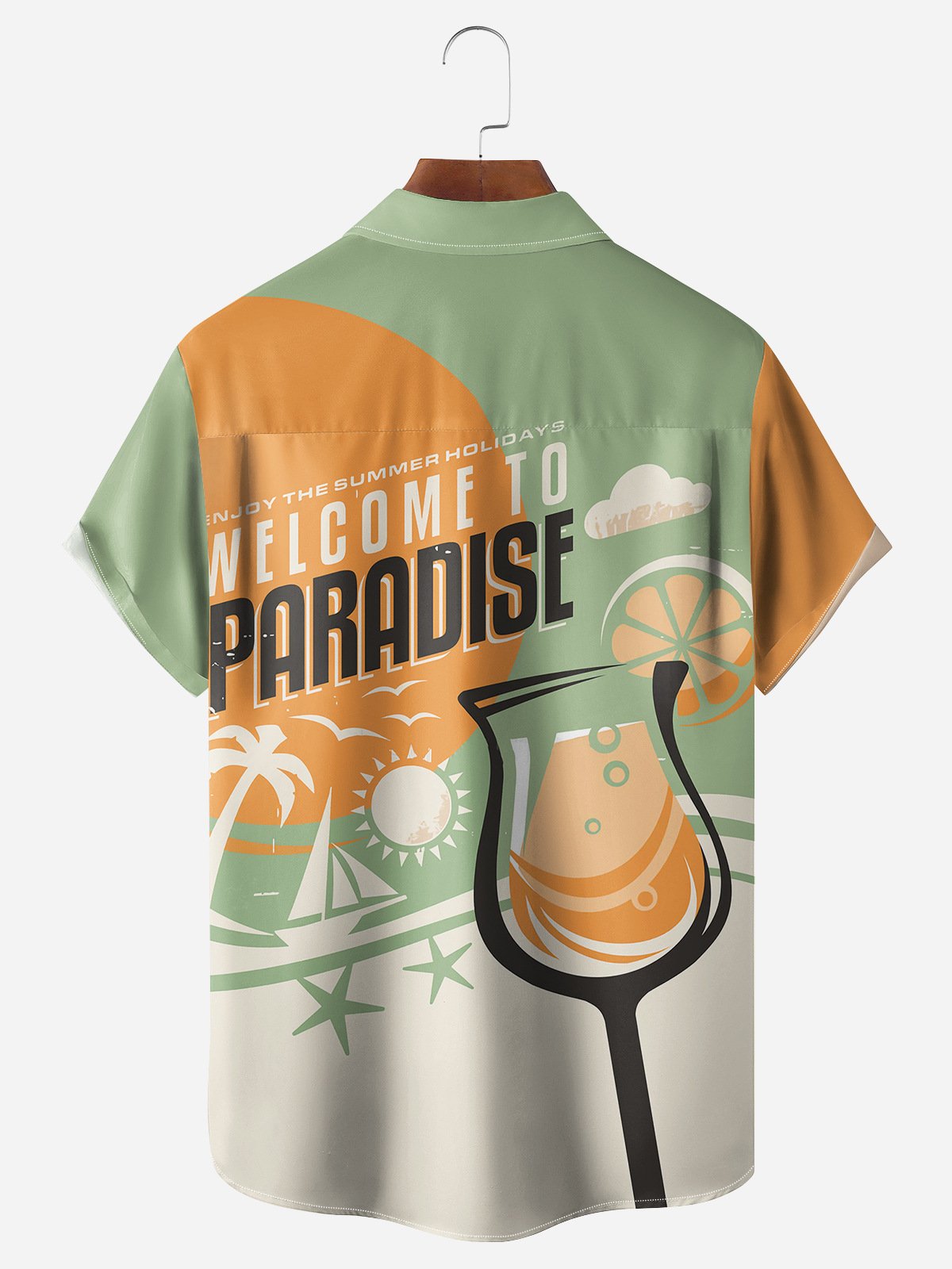 Cocktail Chest Pocket Short Sleeve Hawaiian Shirt