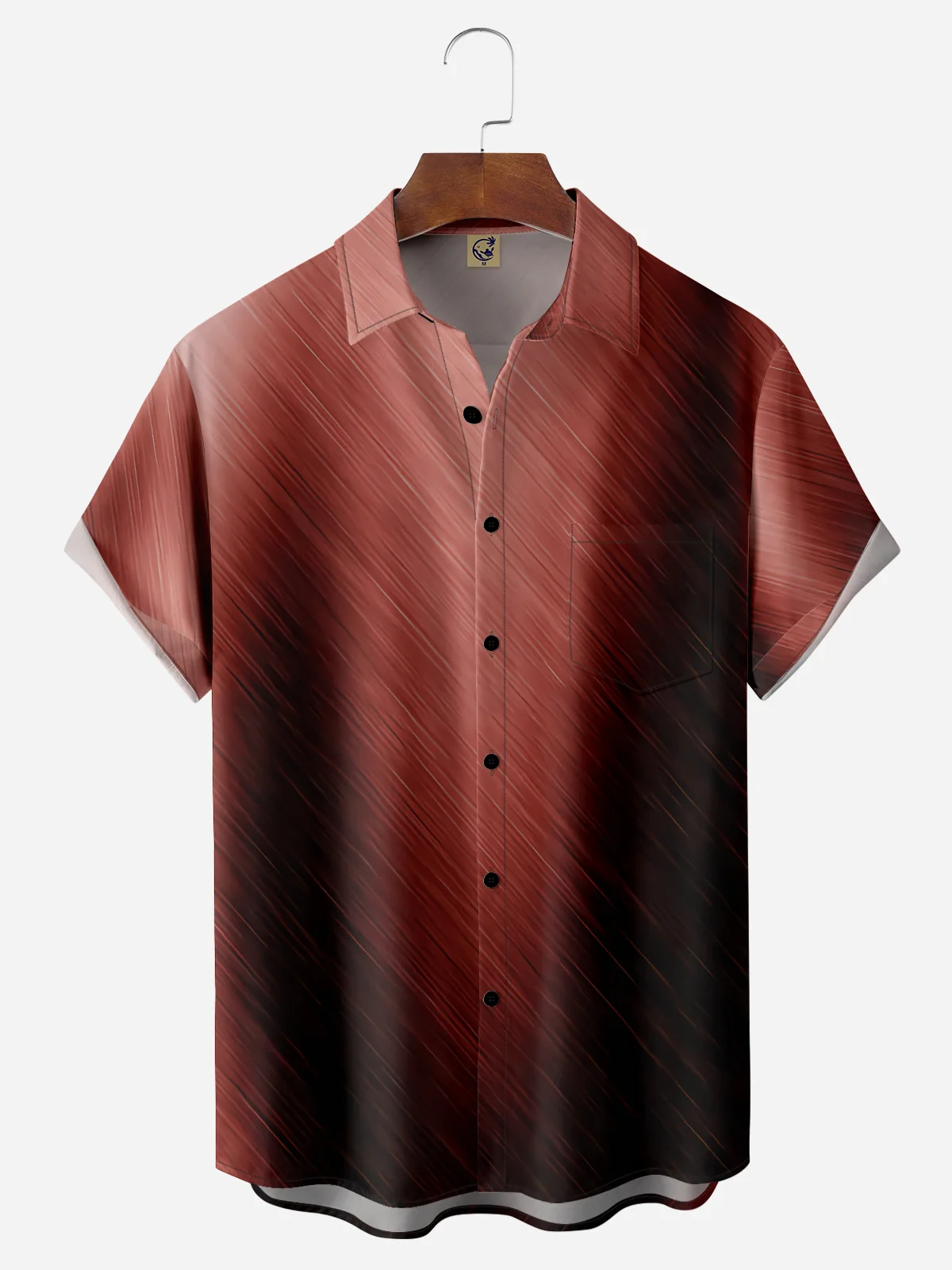 Metallic Feel Gradient Pattern Chest Pocket Short Sleeve Shirt