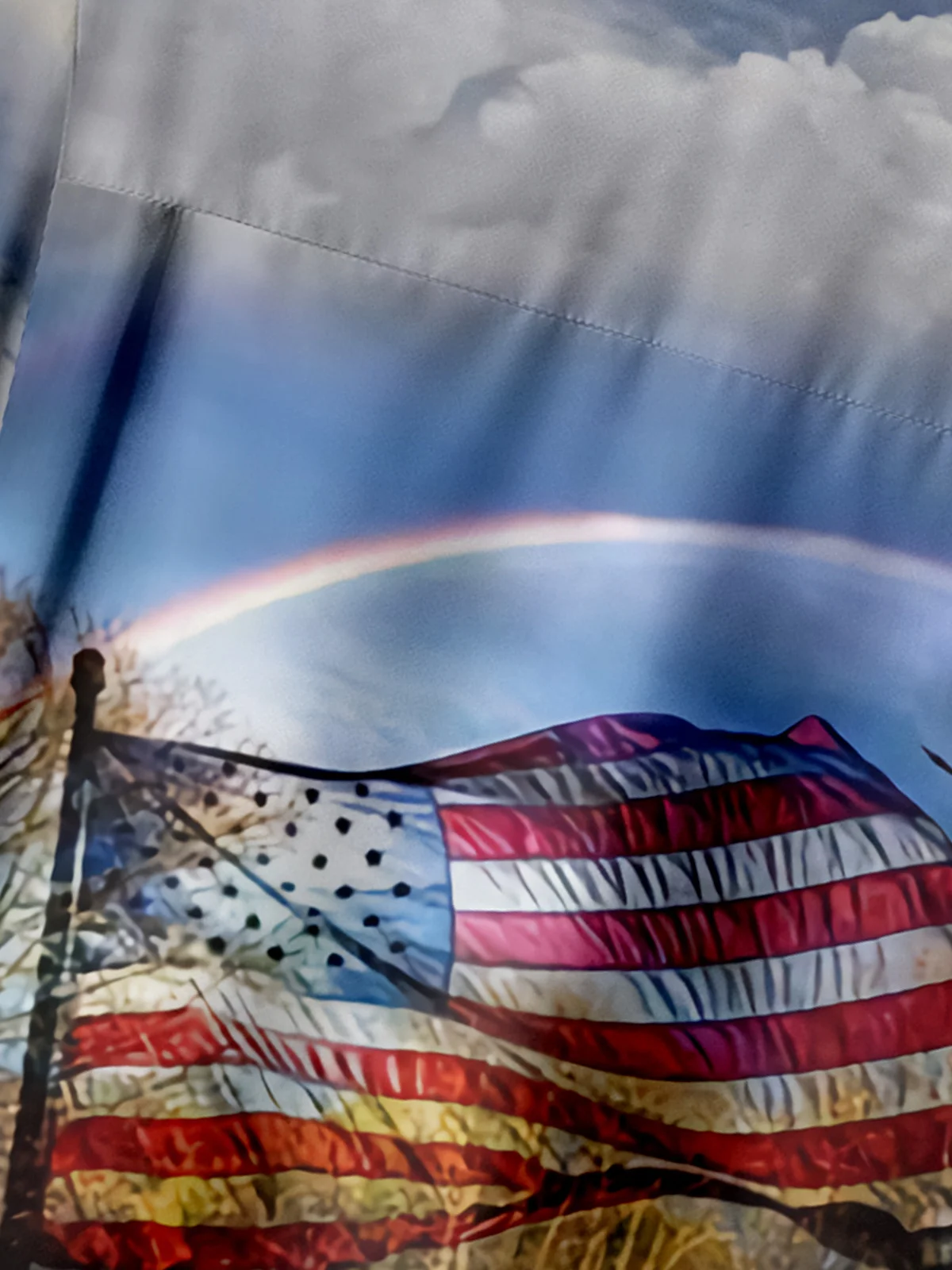 American Flag Truck Chest Pocket Short Sleeve Casual Shirt