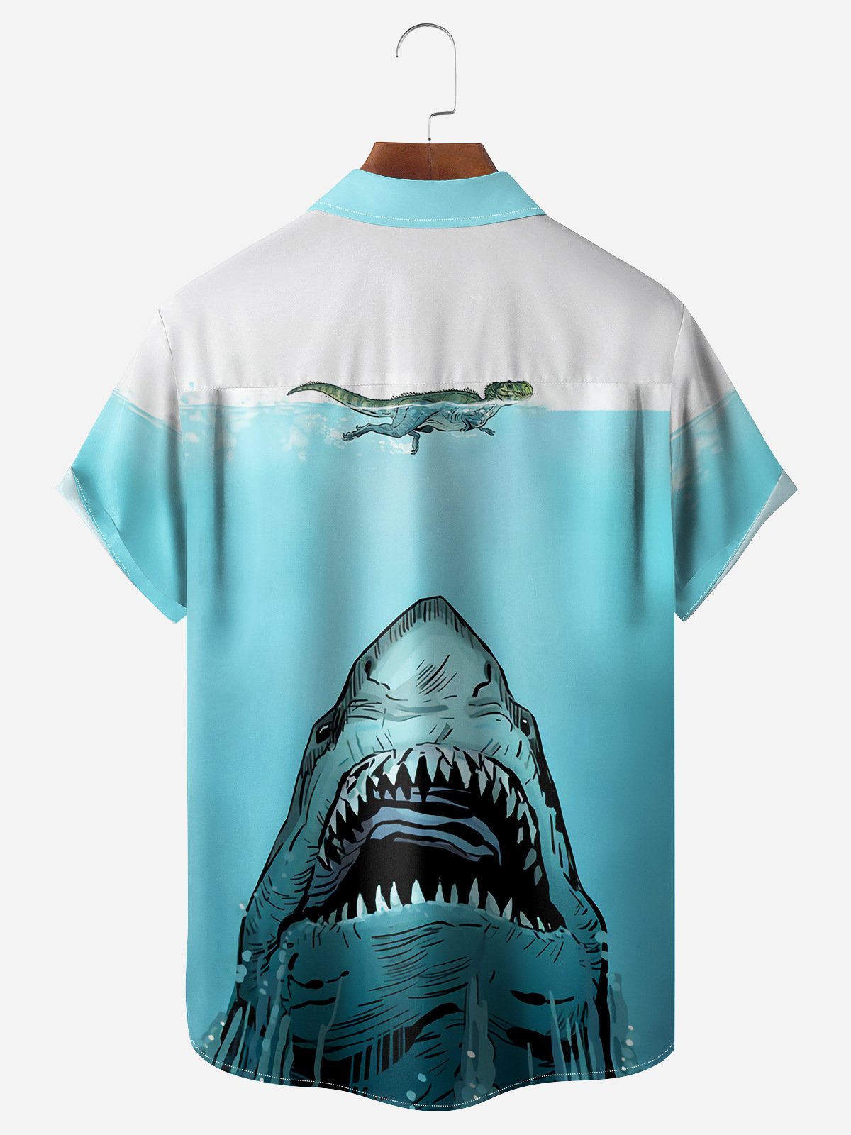 Shark Chest Pocket Short Sleeve Hawaiian Shirt