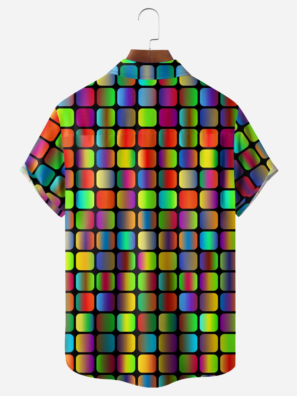 Gradient Color Chest Pocket Short Sleeve Casual Shirt