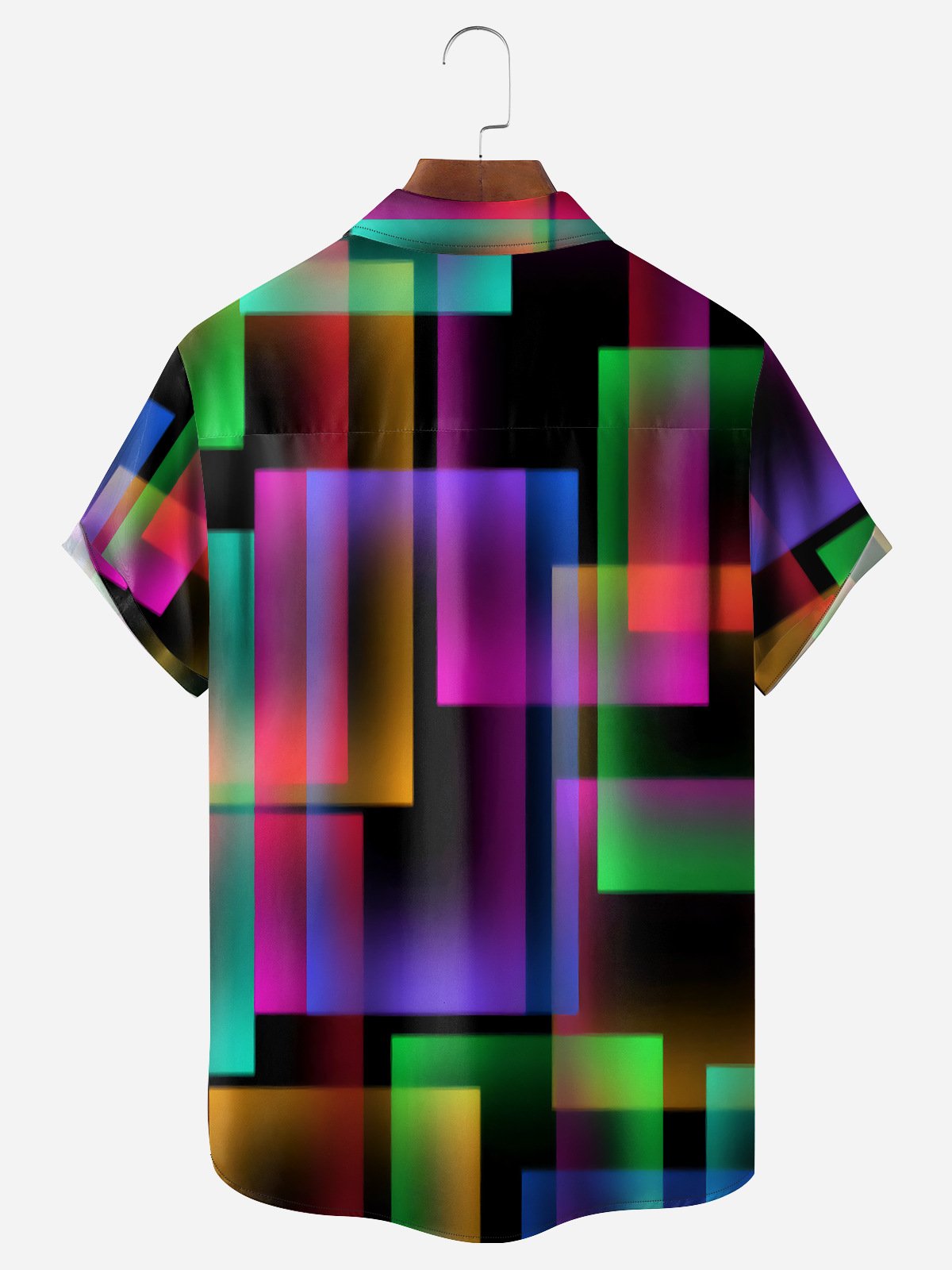 Geometric Lines Chest Pocket Short Sleeves Casual Shirts