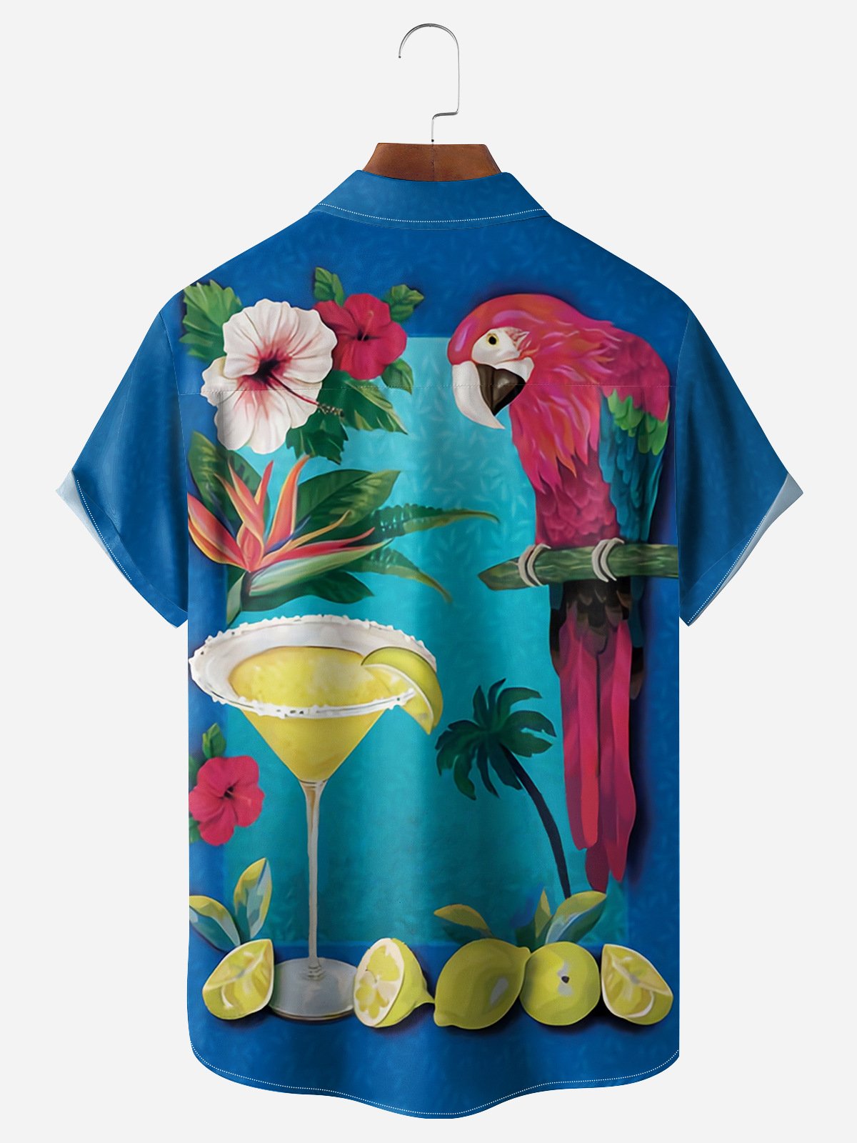 Parrots Chest Pocket Short Sleeve Hawaiian Shirt