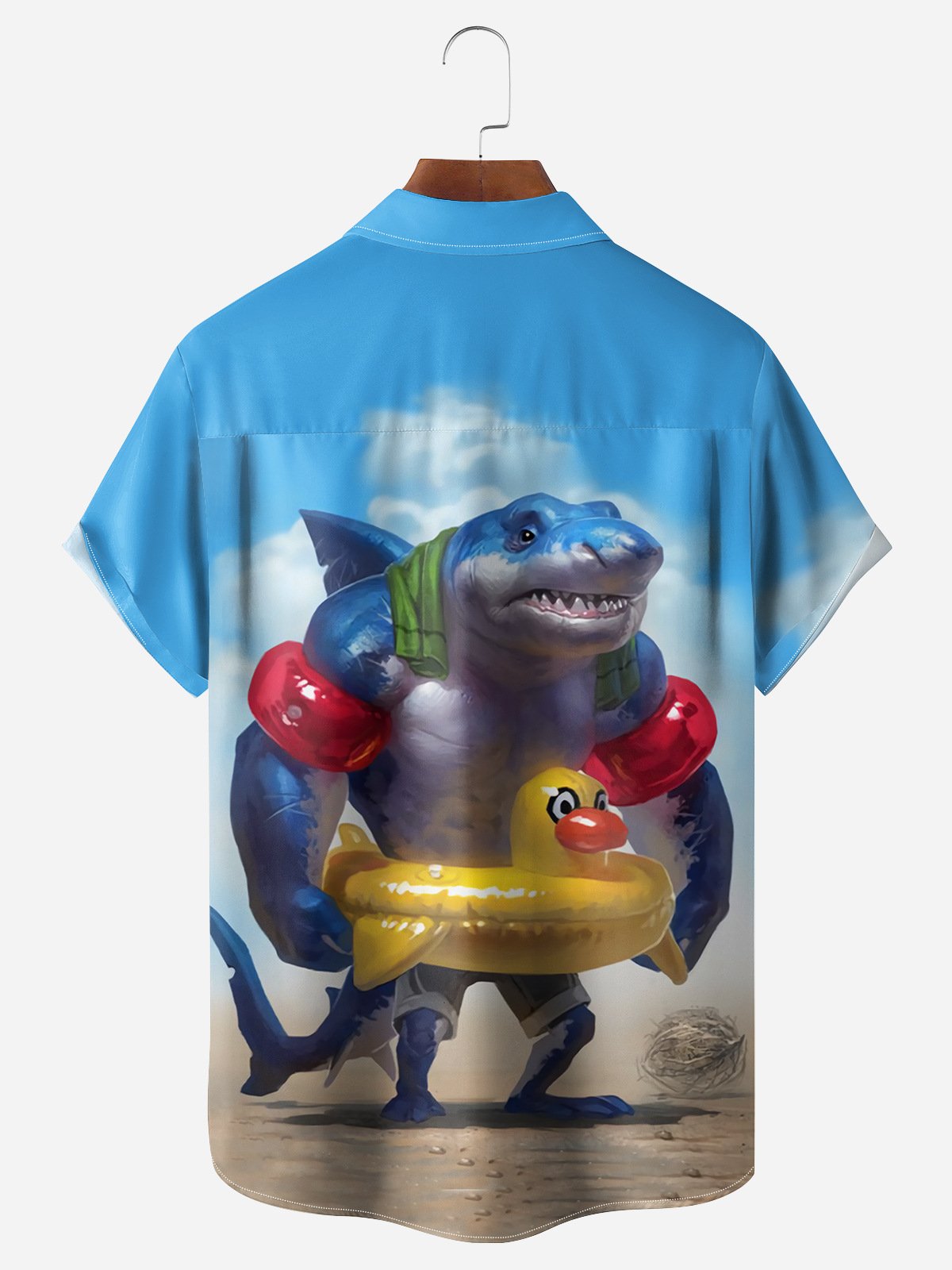 Shark Chest Pocket Short Sleeve Hawaiian Shirt