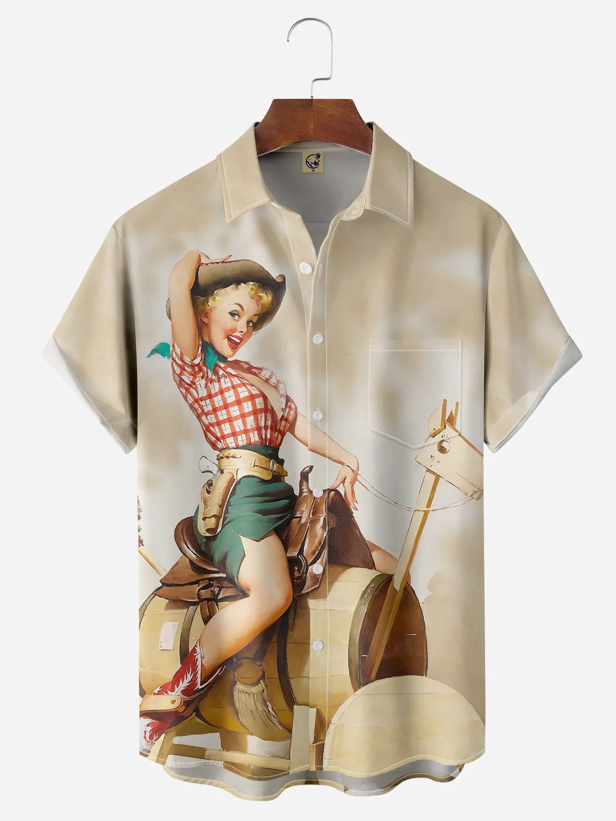 Cowgirl Chest Pocket Short Sleeve Casual Shirt