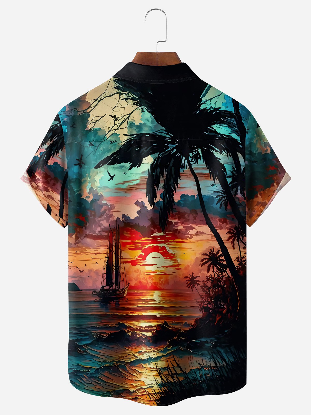 Coastal Scenery Chest Pocket Short Sleeve Hawaiian Shirt