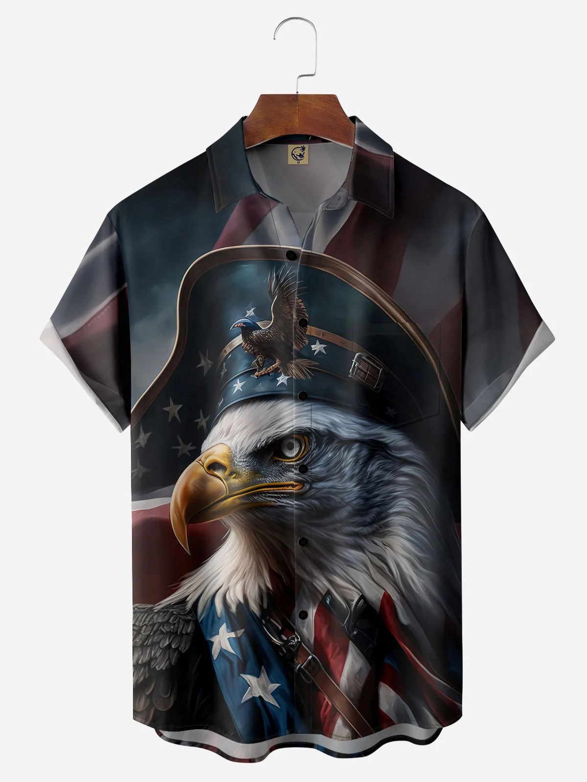 Indepndence Day Eagle Chest Pocket Short Sleeve Shirt