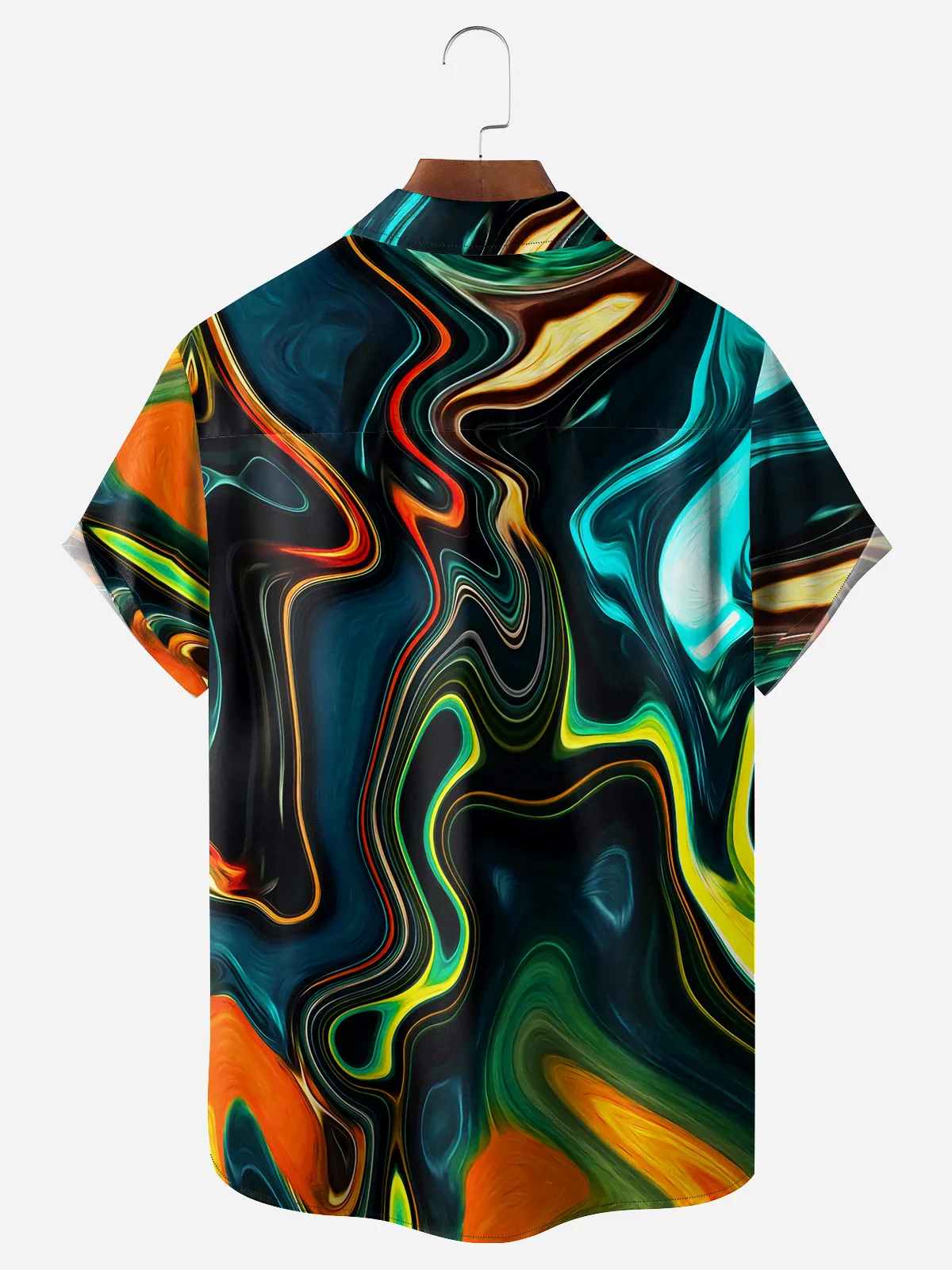 Gradient Color Chest Pocket Short Sleeve Casual Shirt