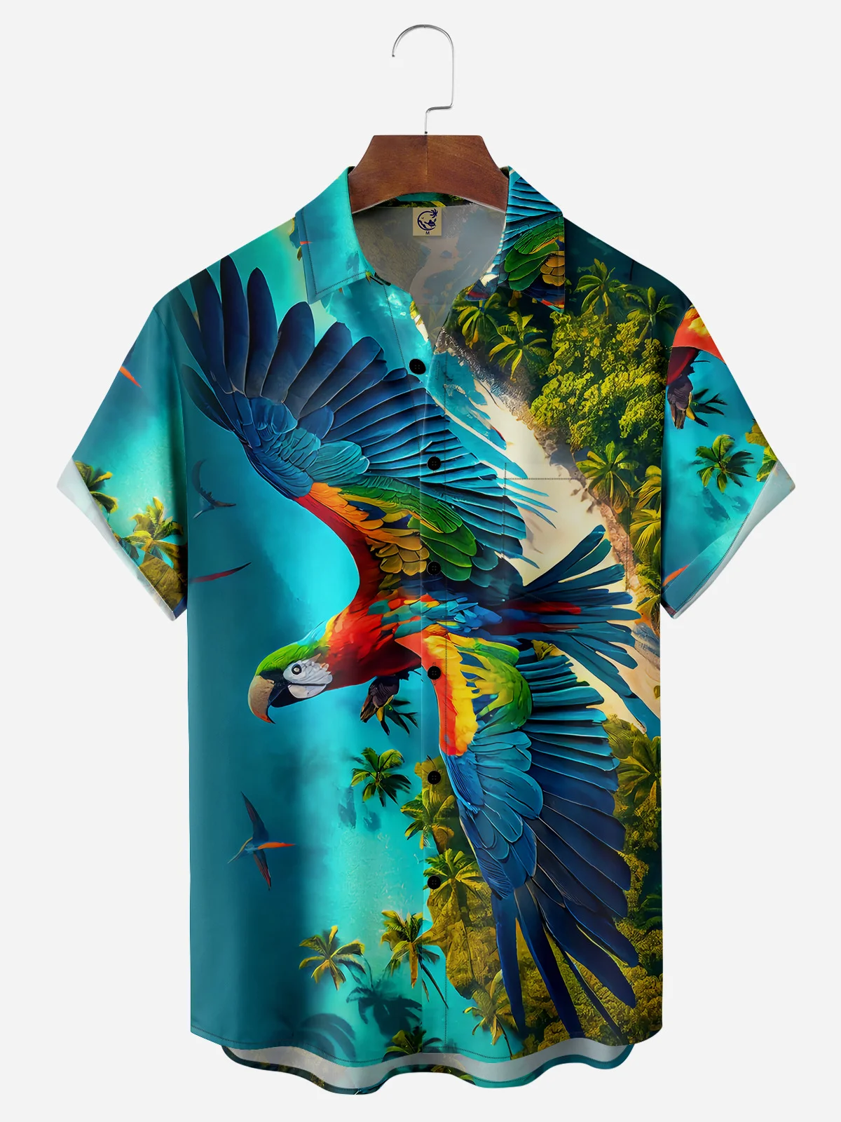 Parrots Chest Pocket Short Sleeve Hawaiian Shirt