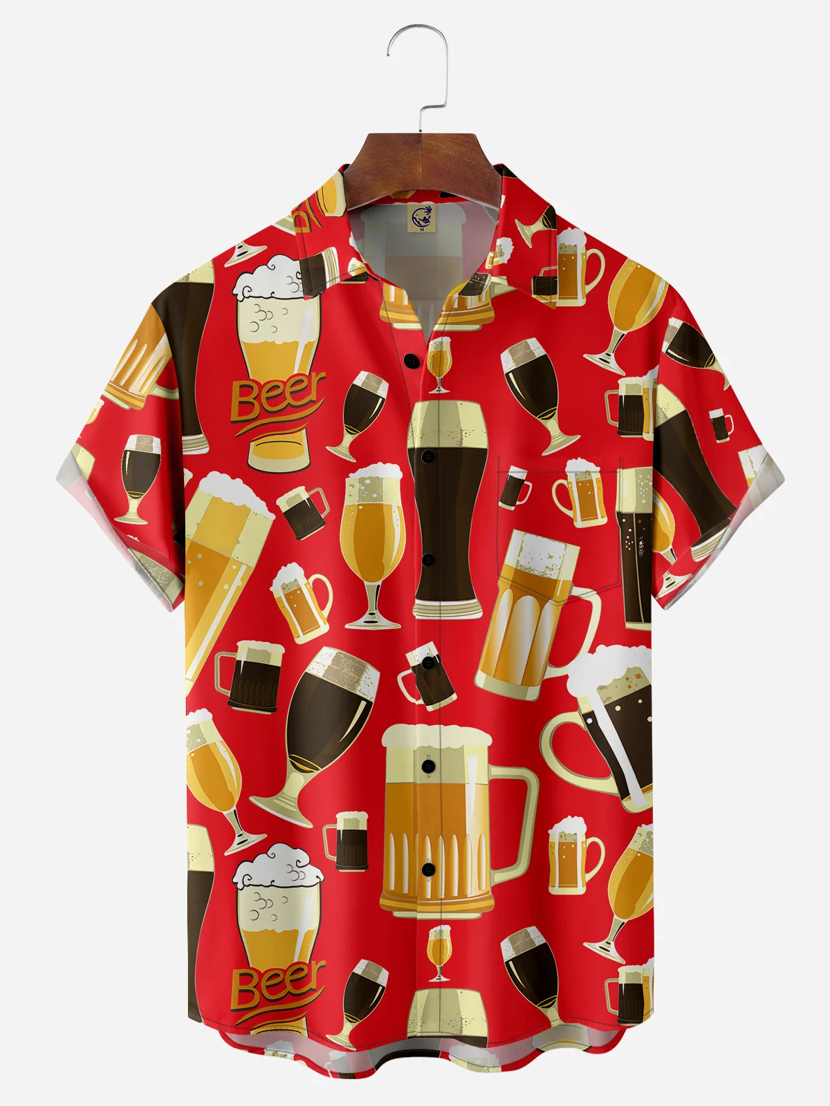 Beer Chest Pocket Short Sleeve Hawaiian Shirt