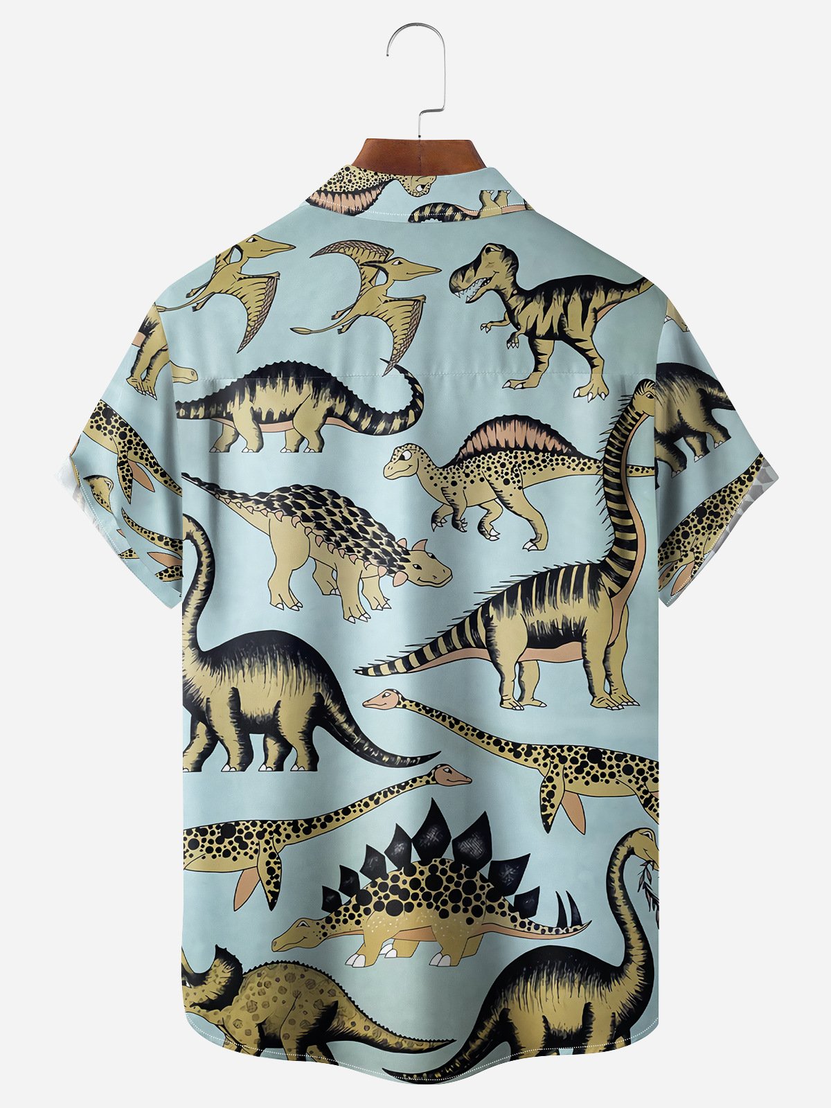 Dinosaurs Chest Pocket Short Sleeve Hawaiian Shirt