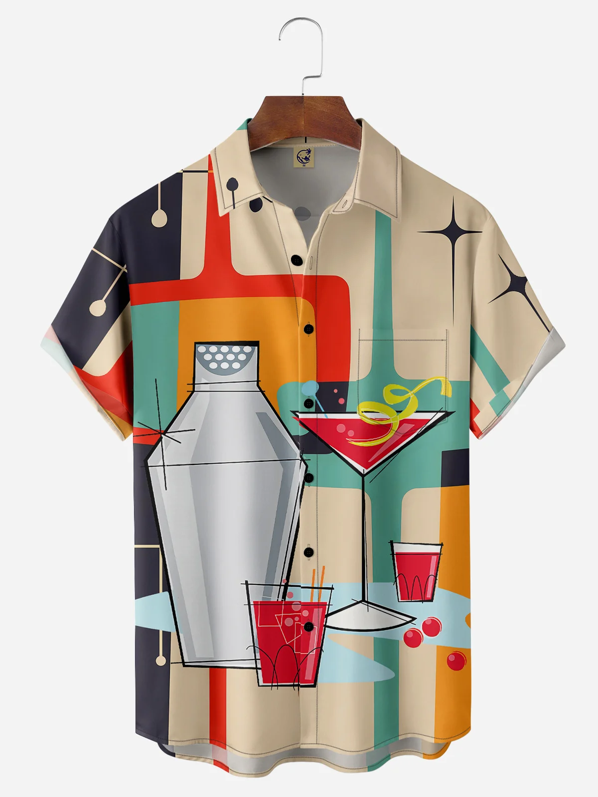 Cocktail Chest Pocket Short Sleeve Hawaiian Shirt