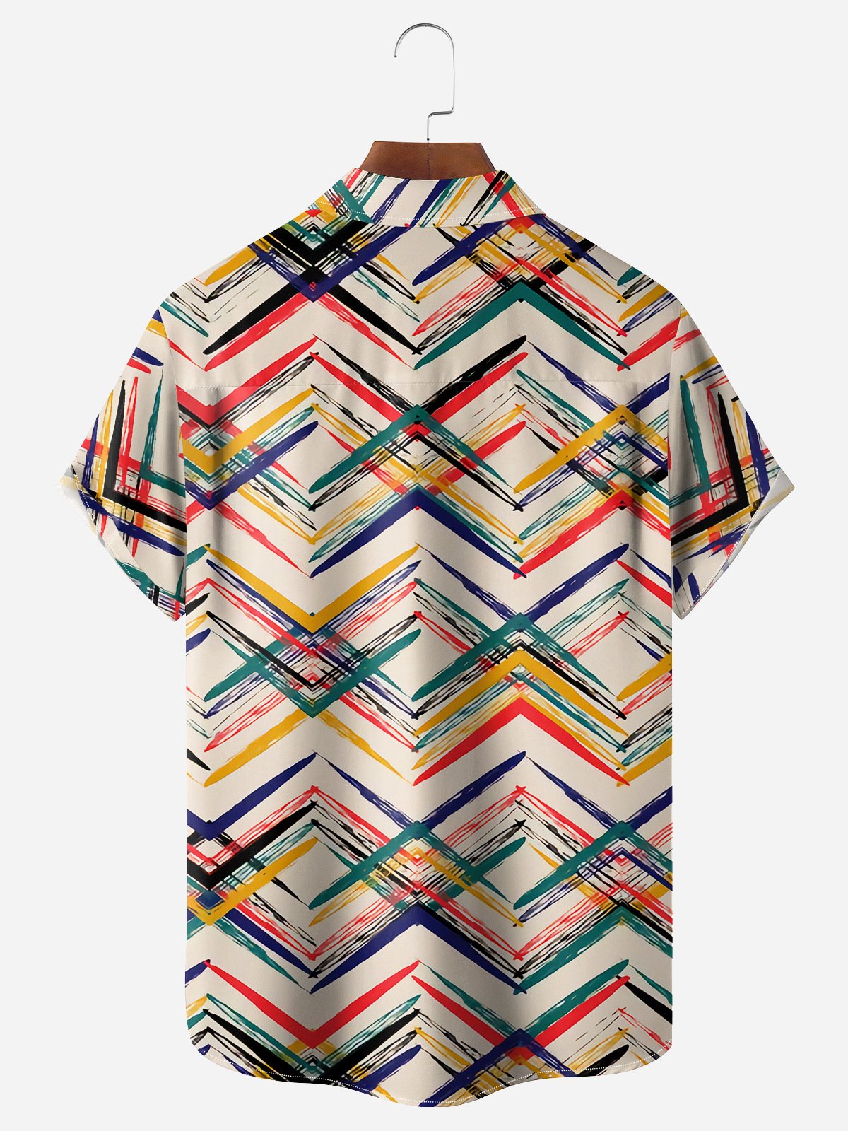 Geometric Chest Pocket Short Sleeve Casual Shirt