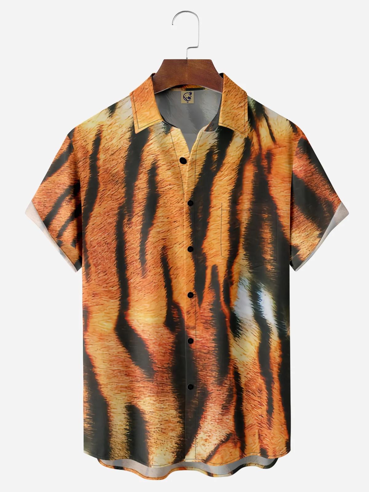 Tiger Chest Pocket Short Sleeve Hawaiian Shirt