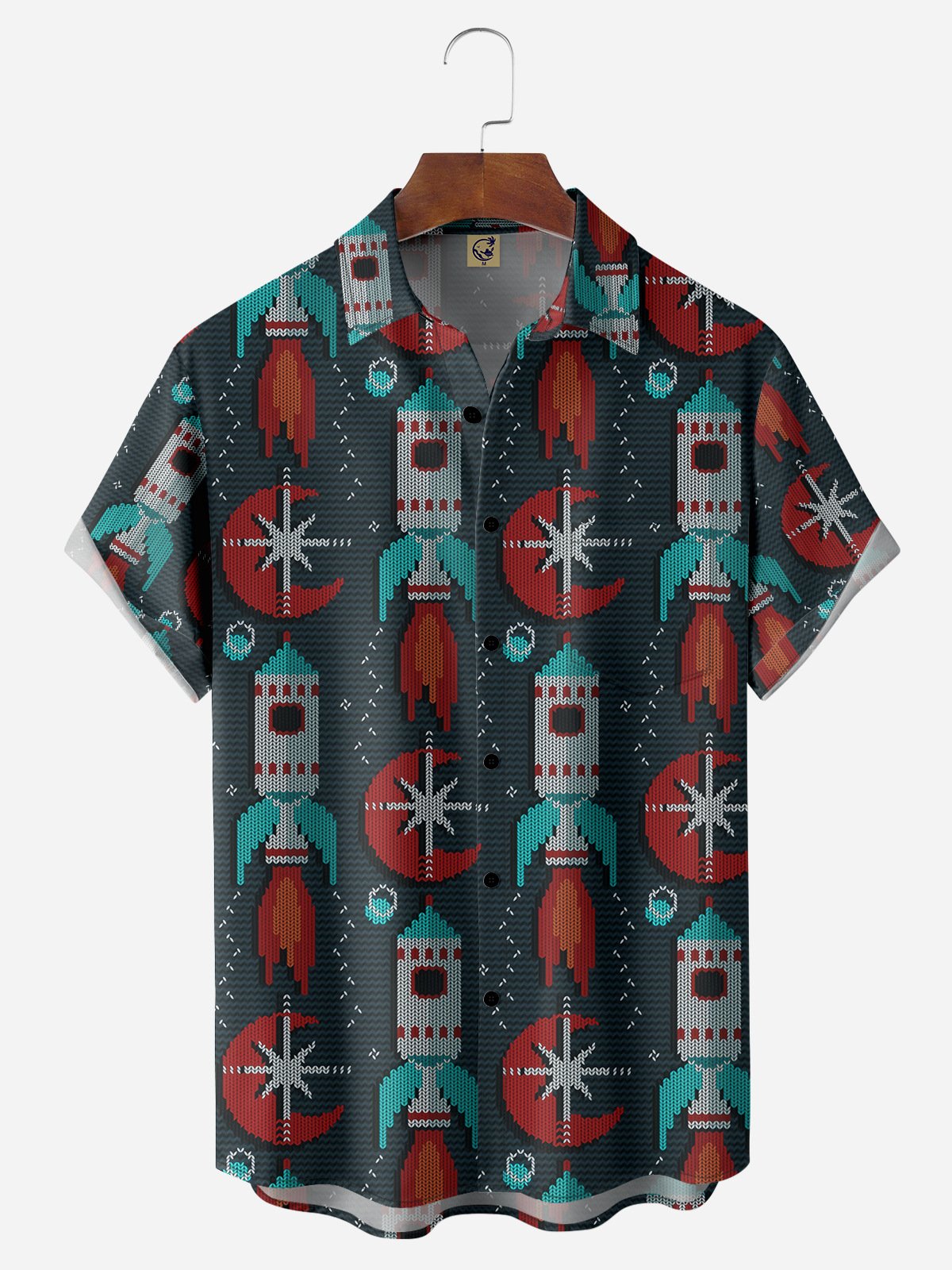 Rocket Chest Pocket Short Sleeve Casual Shirt