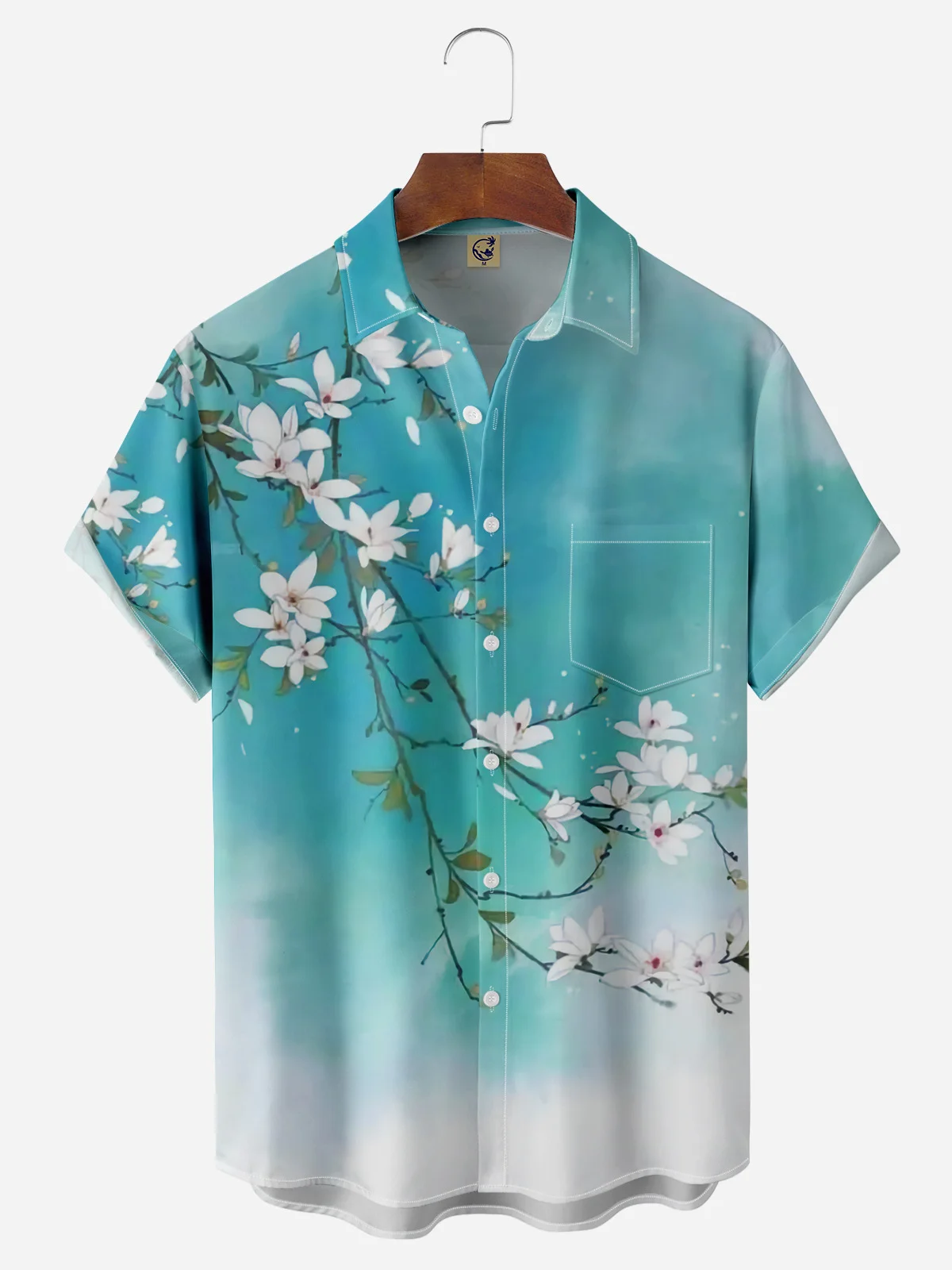 Floral Chest Pocket Short Sleeve Hawaiian Shirt