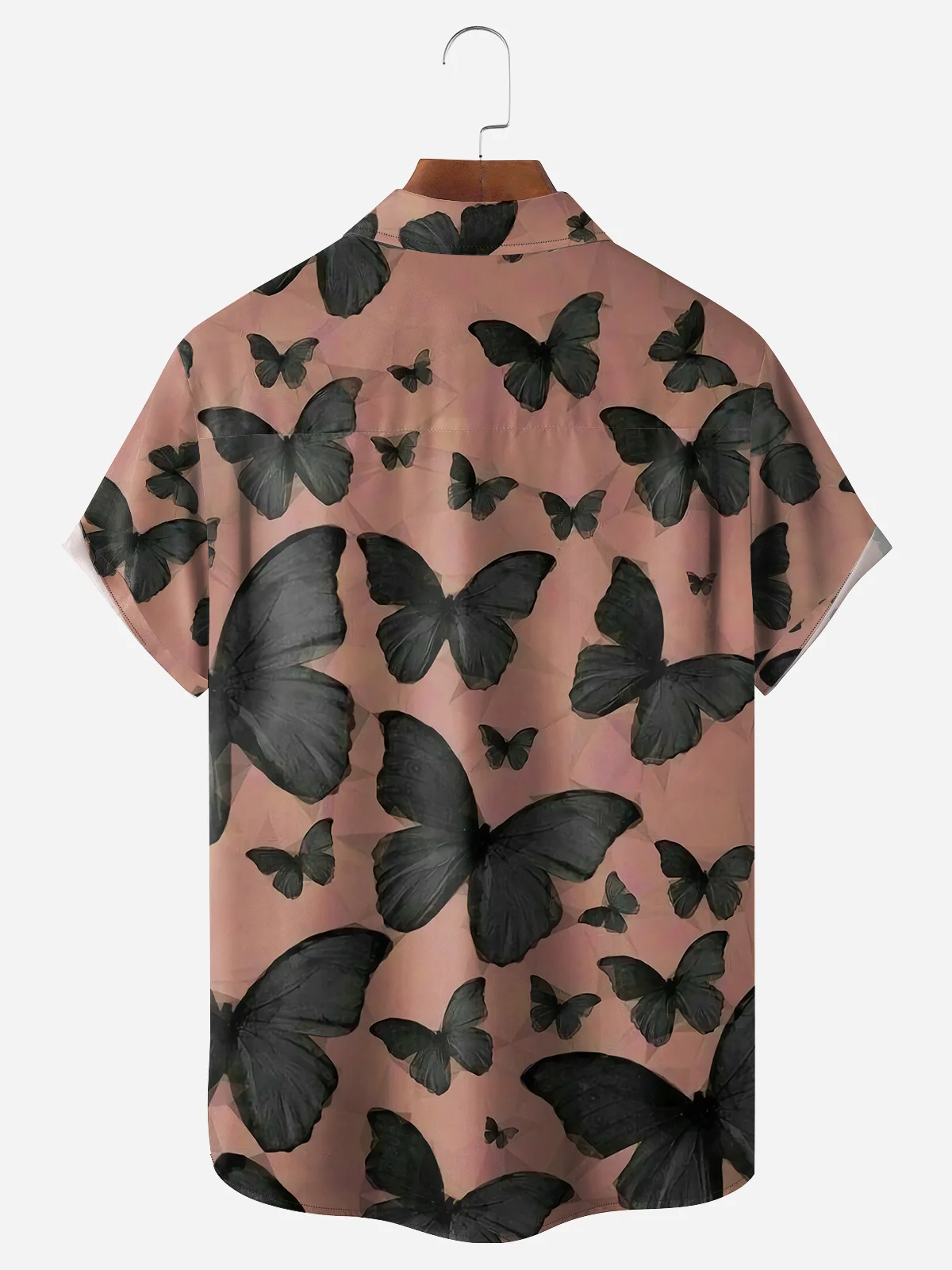 Butterfly Chest Pocket Short Sleeve Hawaiian Shirt