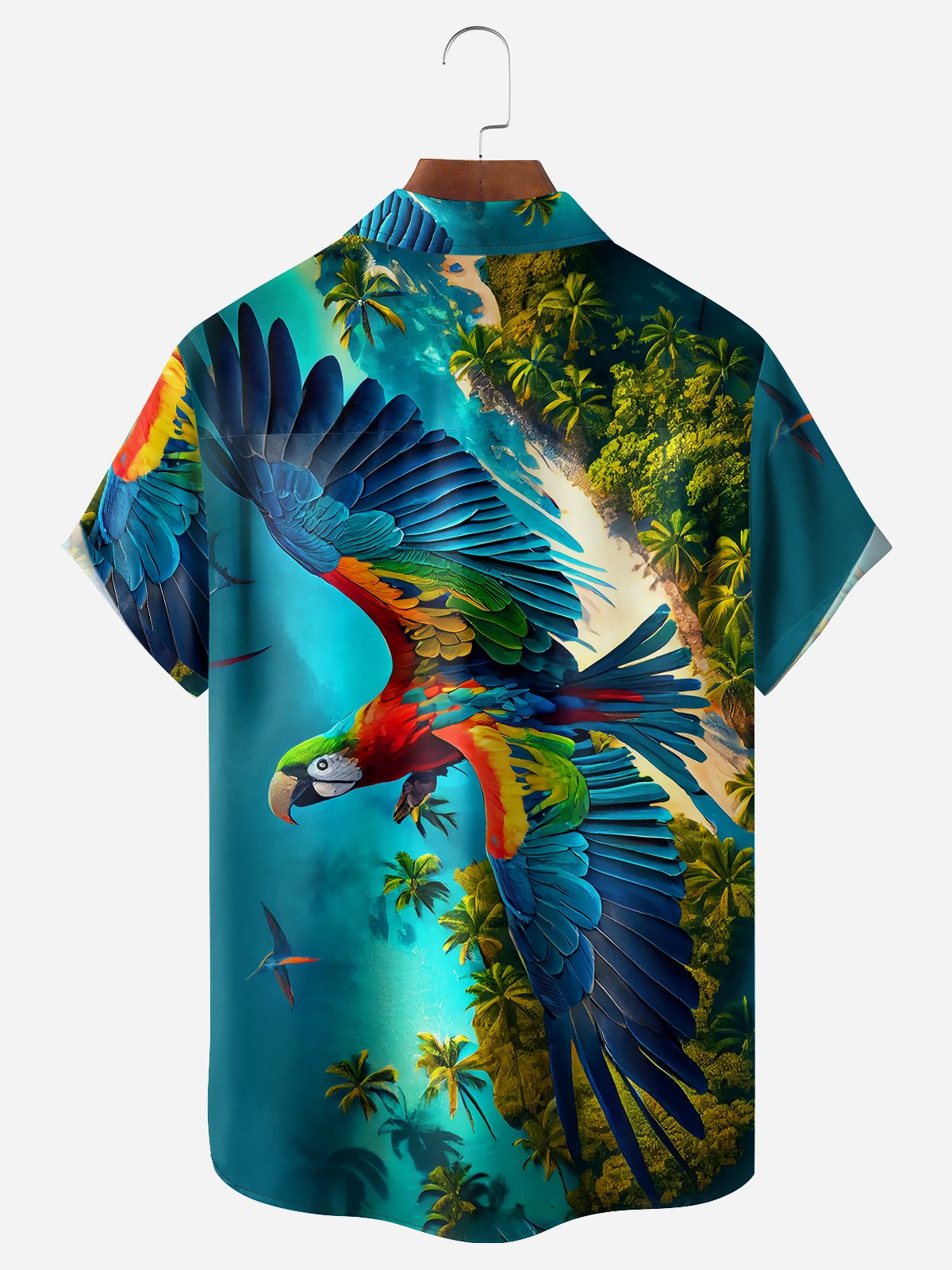 Parrots Chest Pocket Short Sleeve Hawaiian Shirt