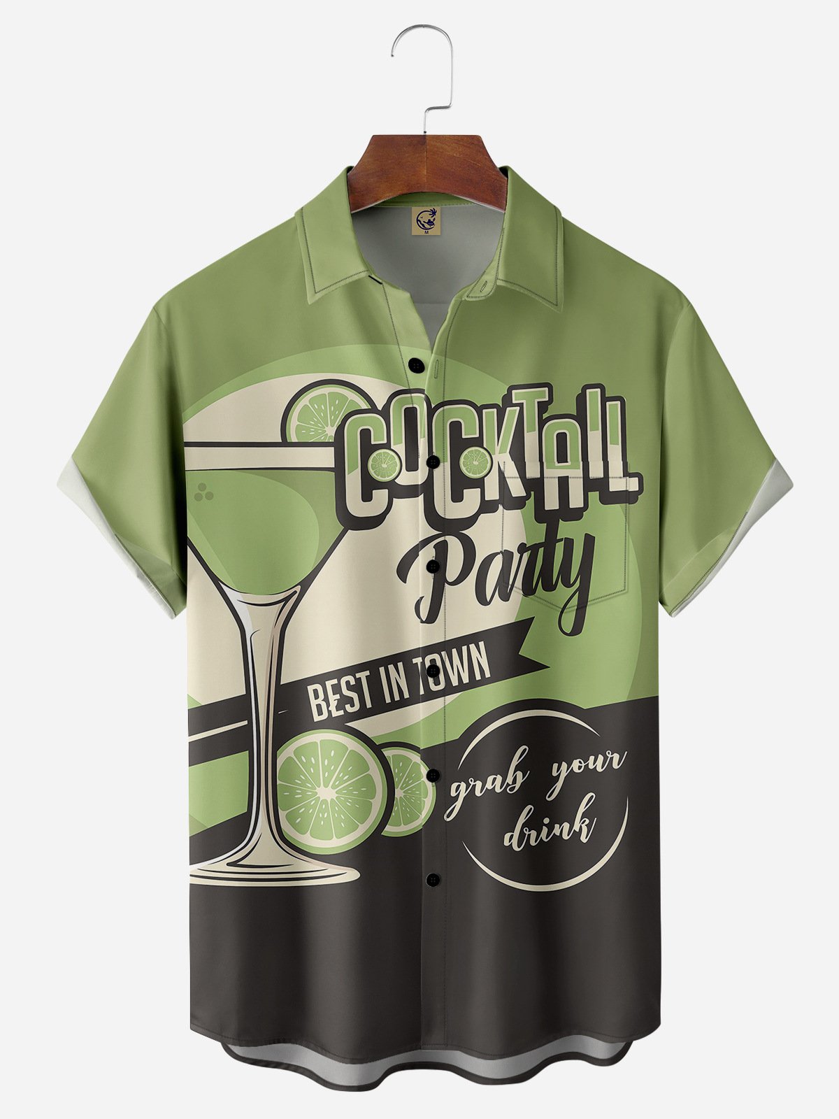 Cocktail Chest Pocket Short Sleeve Hawaiian Shirt