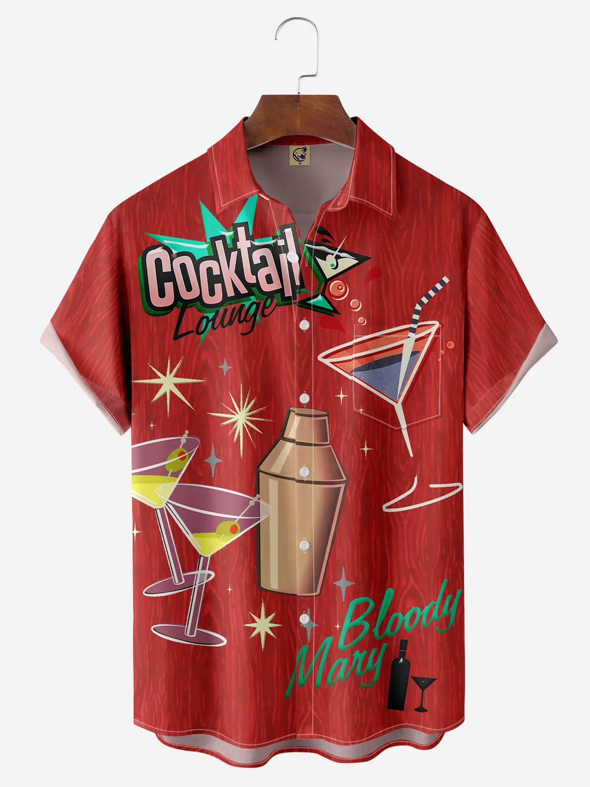 Cocktail Chest Pocket Short Sleeve Hawaiian Shirt